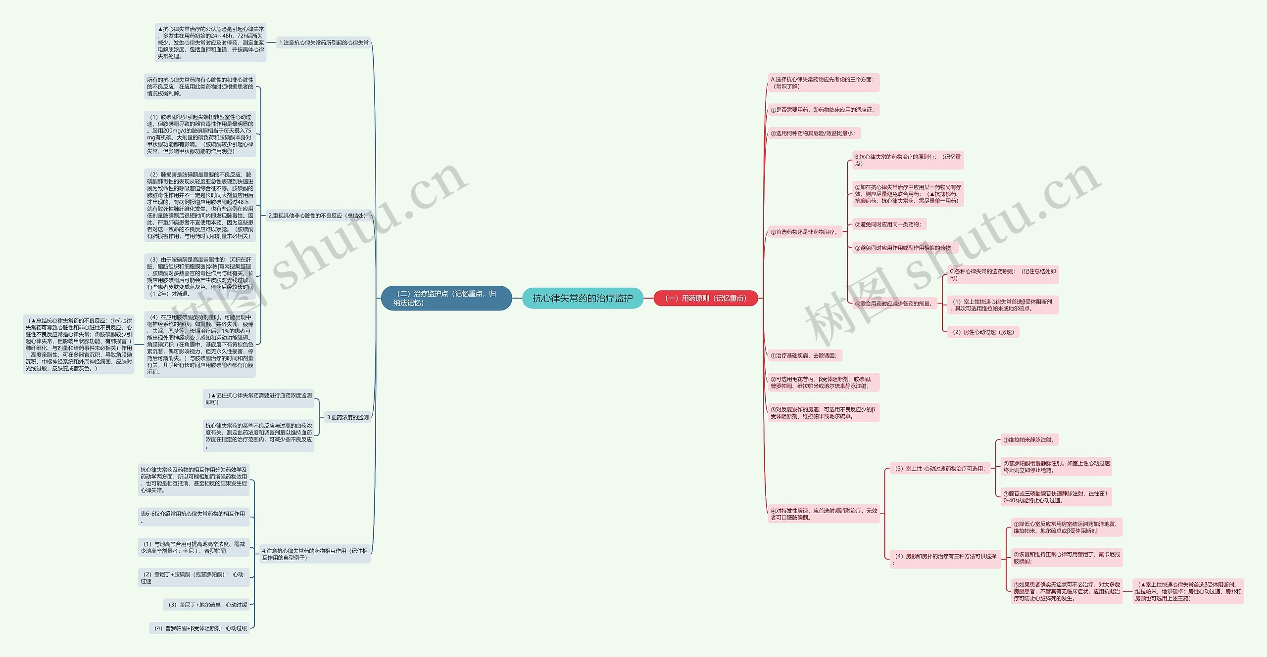 抗心律失常药的治疗监护思维导图