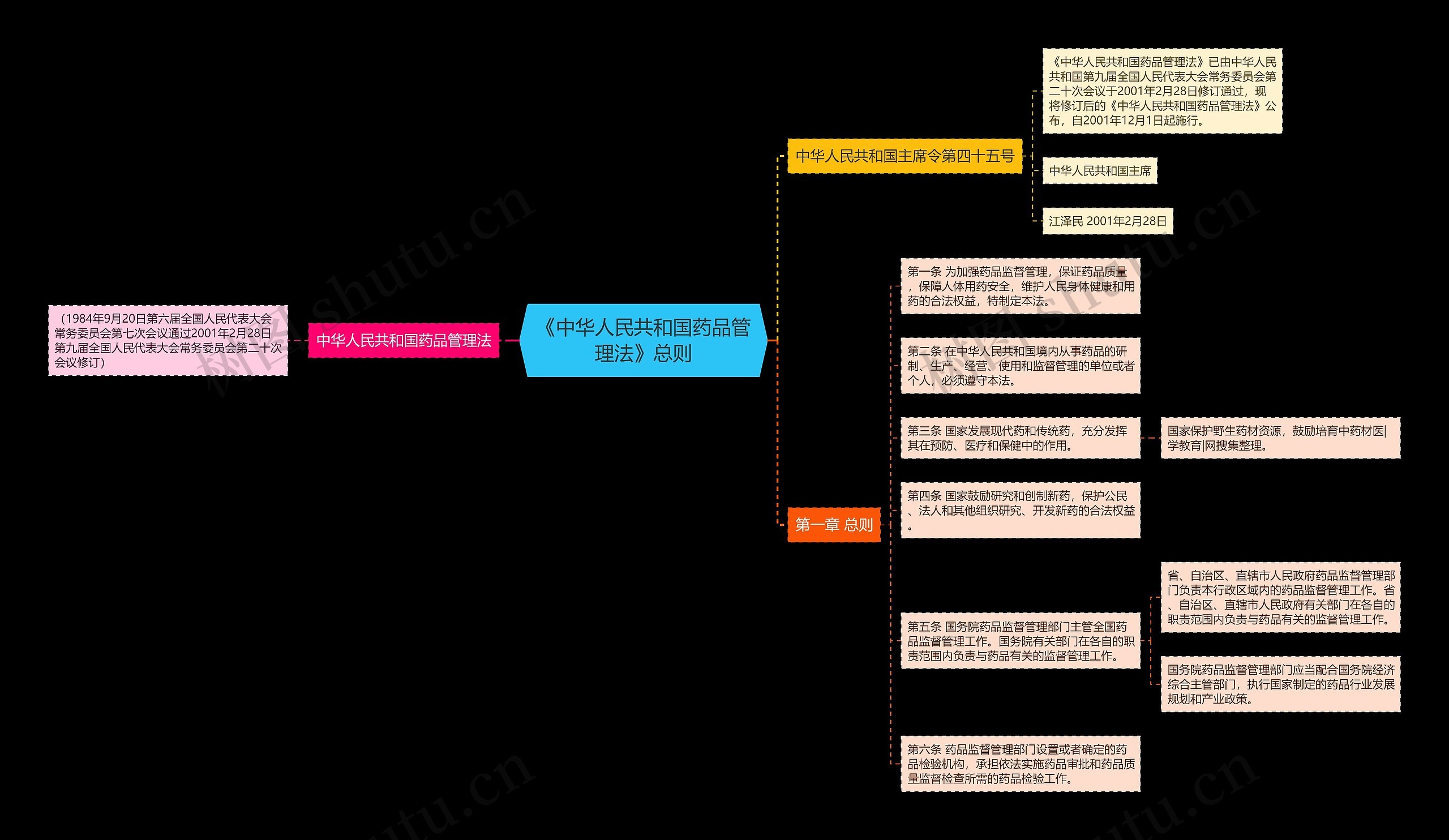《中华人民共和国药品管理法》总则思维导图