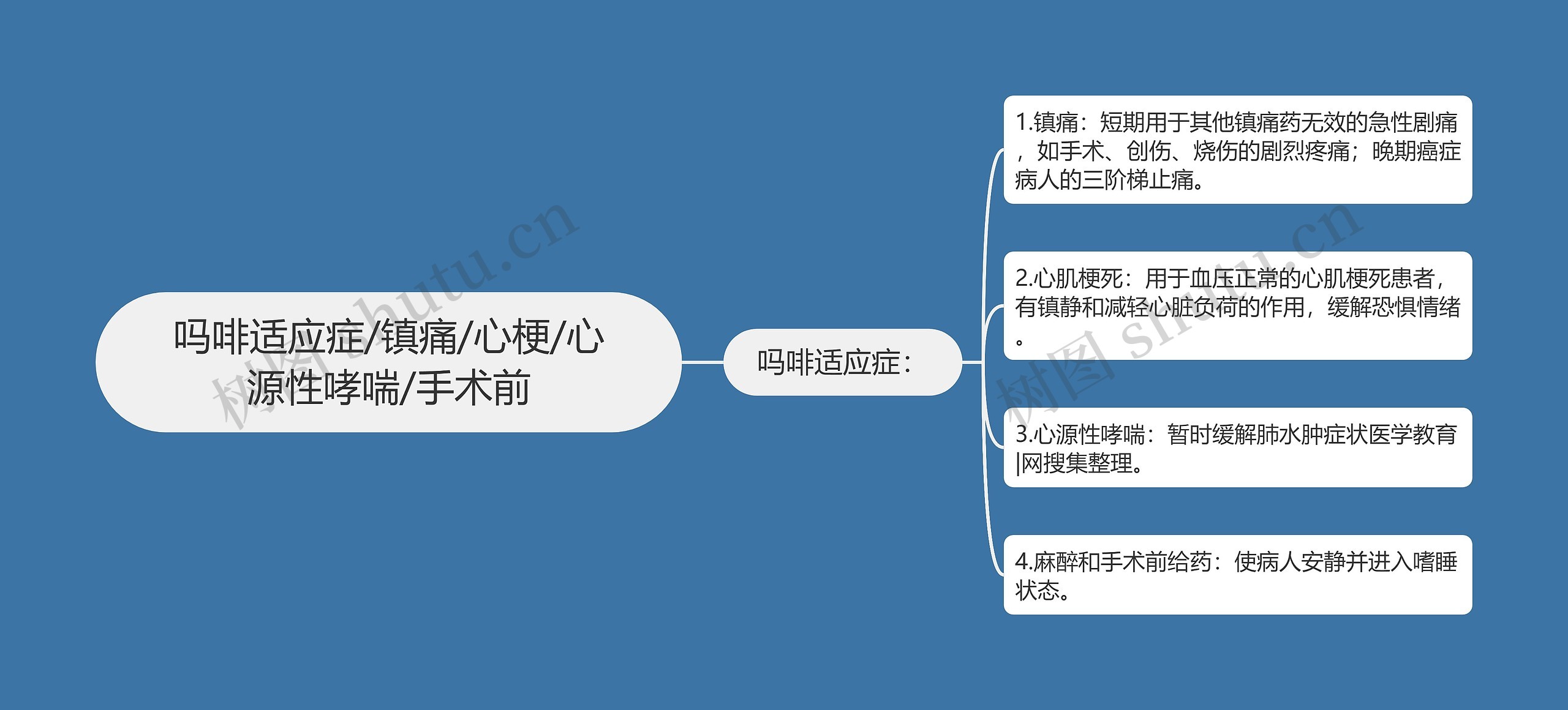 吗啡适应症/镇痛/心梗/心源性哮喘/手术前思维导图