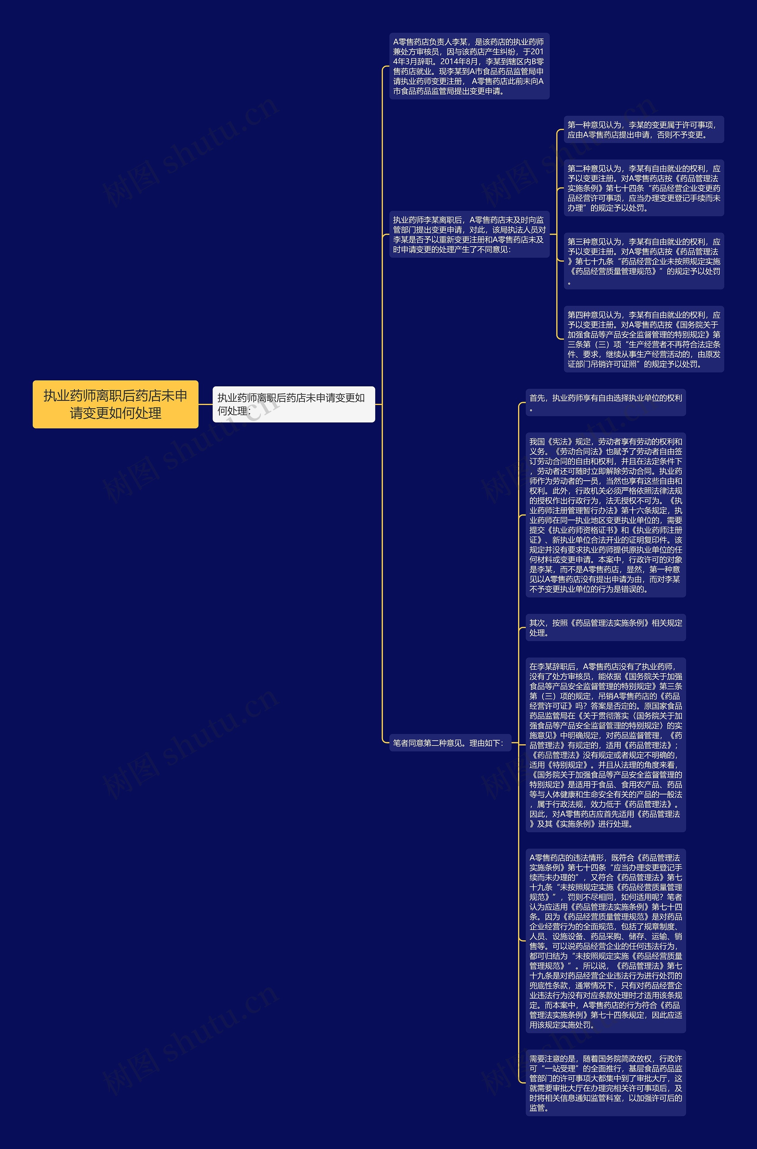 执业药师离职后药店未申请变更如何处理思维导图