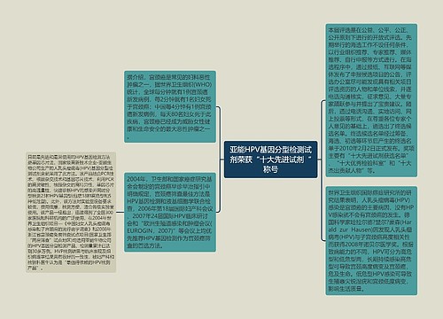 亚能HPV基因分型检测试剂荣获“十大先进试剂“称号