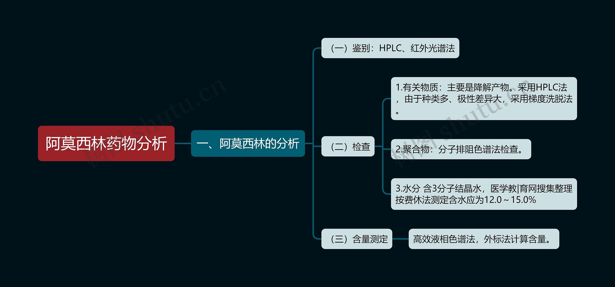 阿莫西林药物分析思维导图