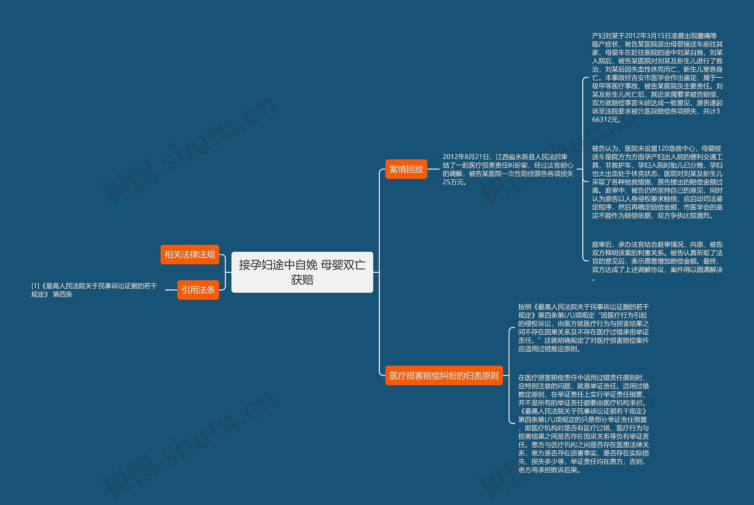 接孕妇途中自娩 母婴双亡获赔思维导图
