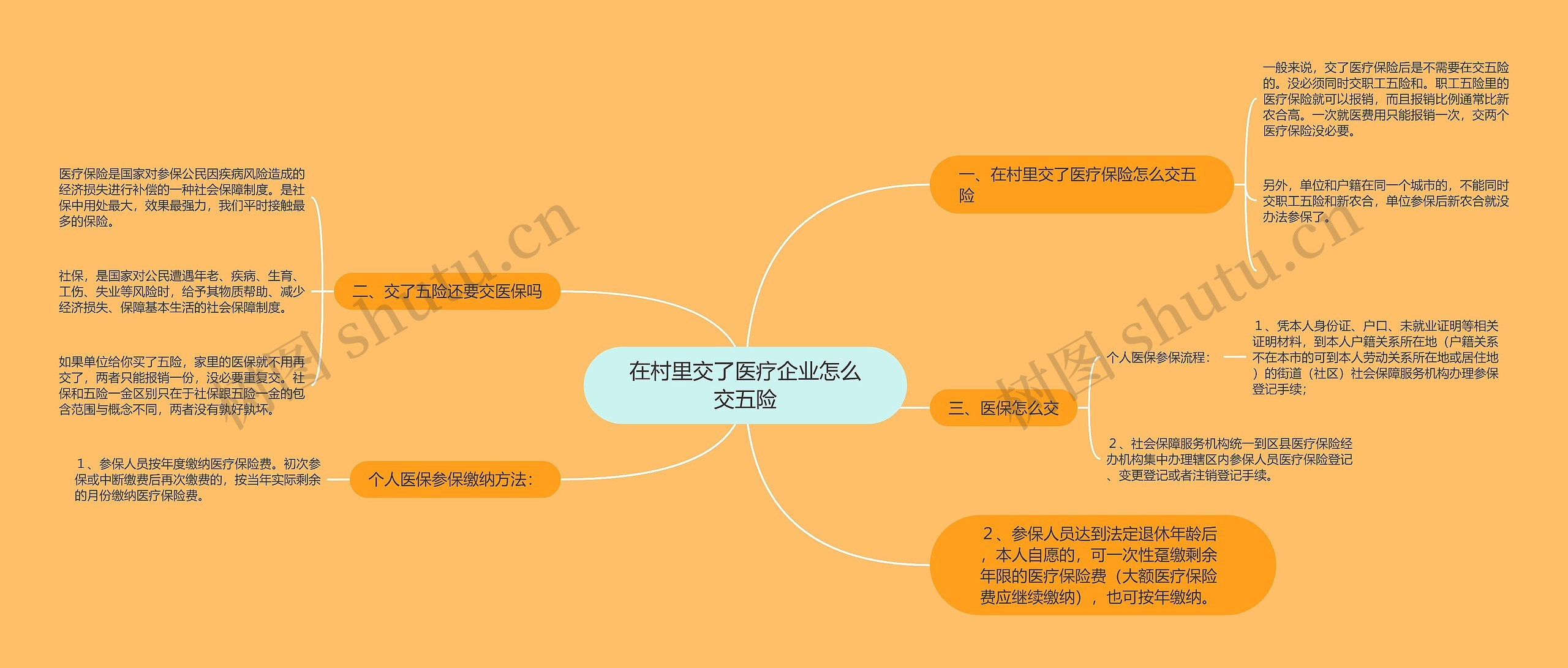 在村里交了医疗企业怎么交五险思维导图