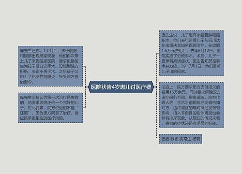 医院状告4岁患儿讨医疗费