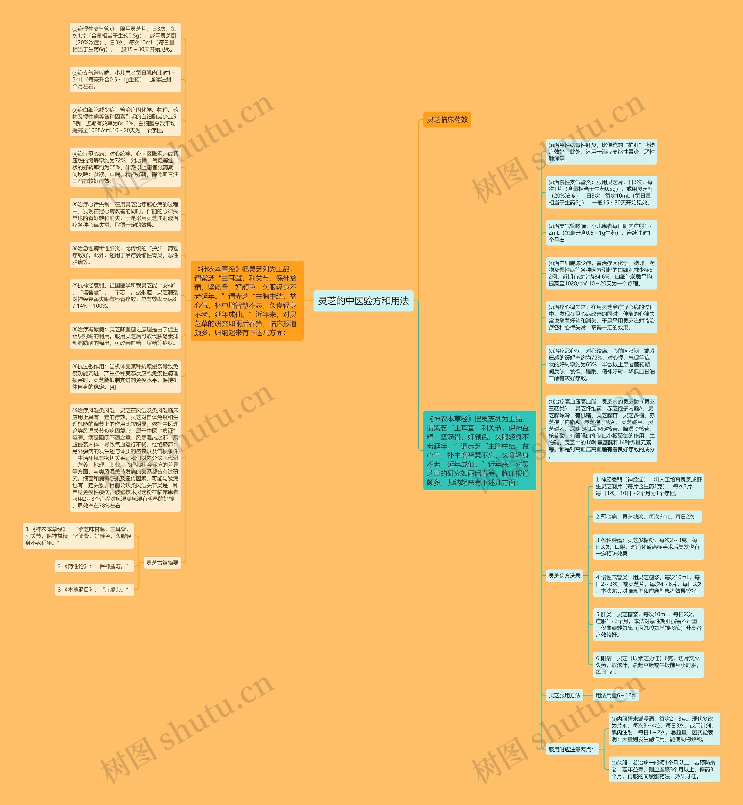 灵芝的中医验方和用法思维导图