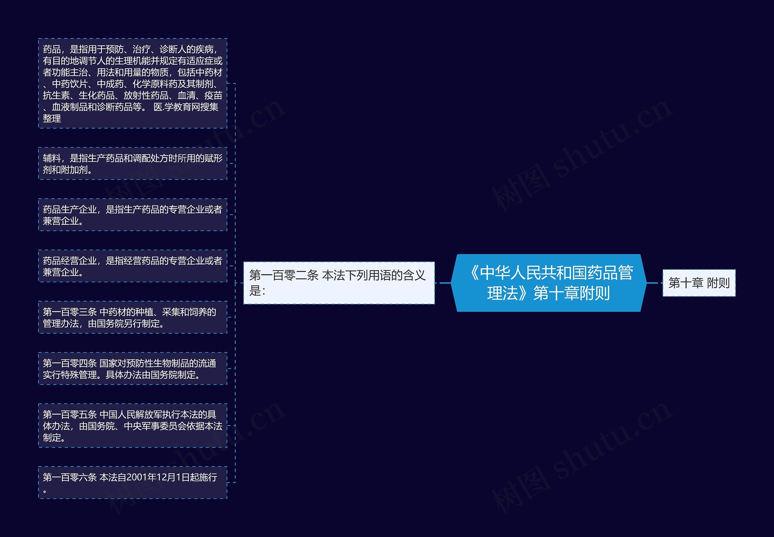 《中华人民共和国药品管理法》第十章附则思维导图