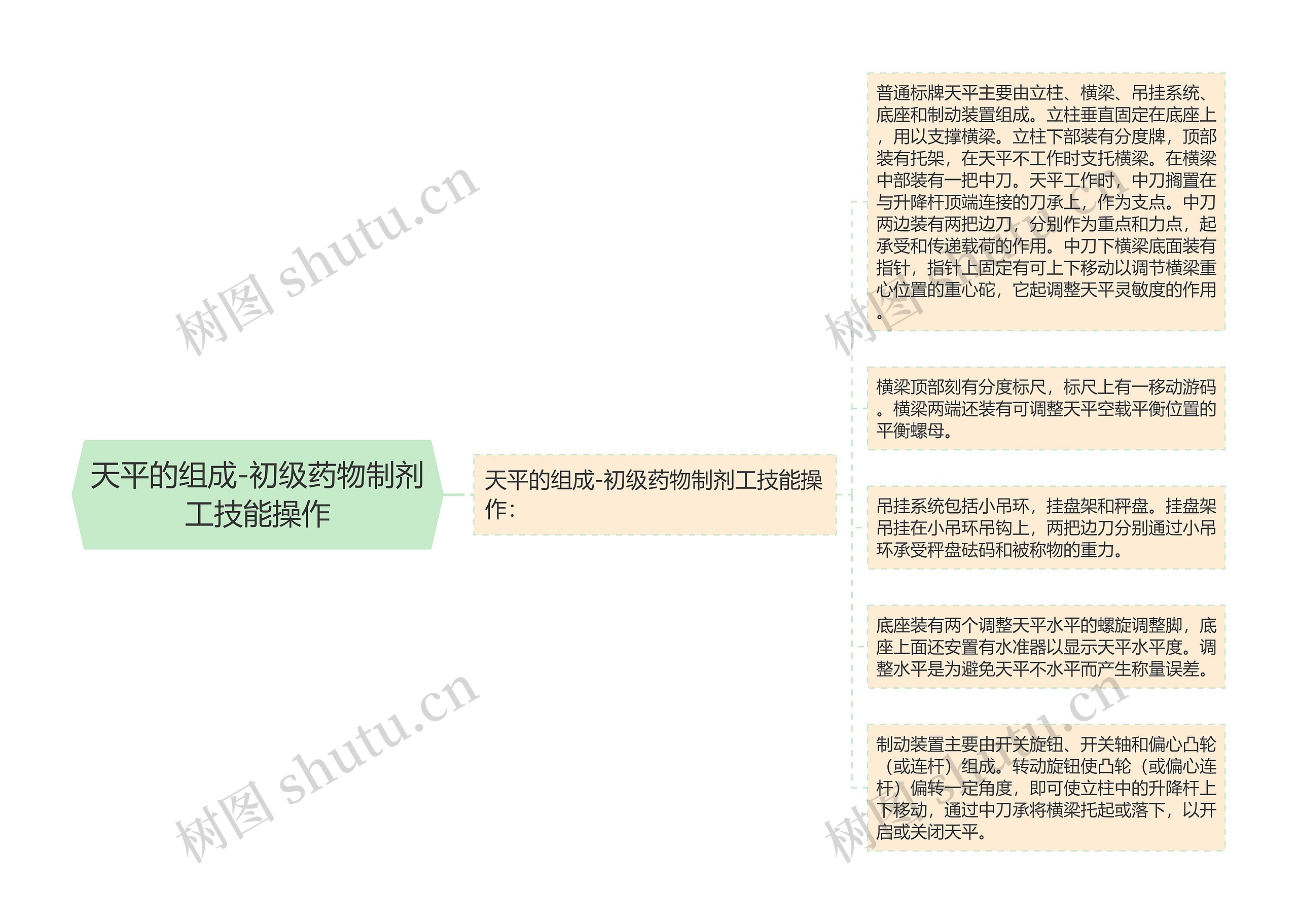 天平的组成-初级药物制剂工技能操作思维导图