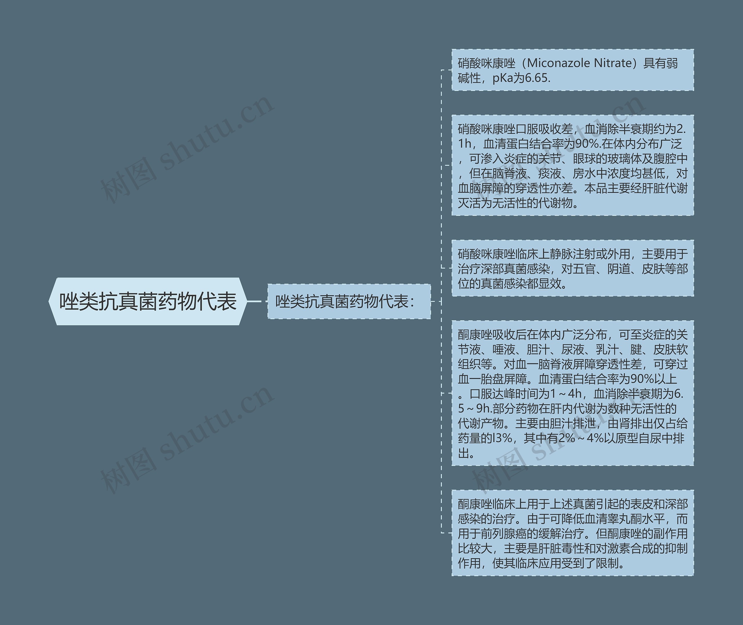 唑类抗真菌药物代表思维导图