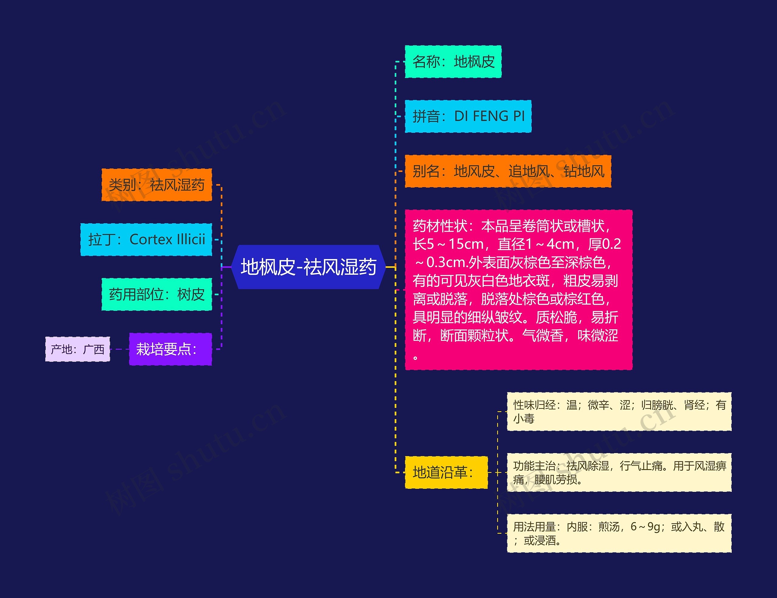 地枫皮-祛风湿药思维导图