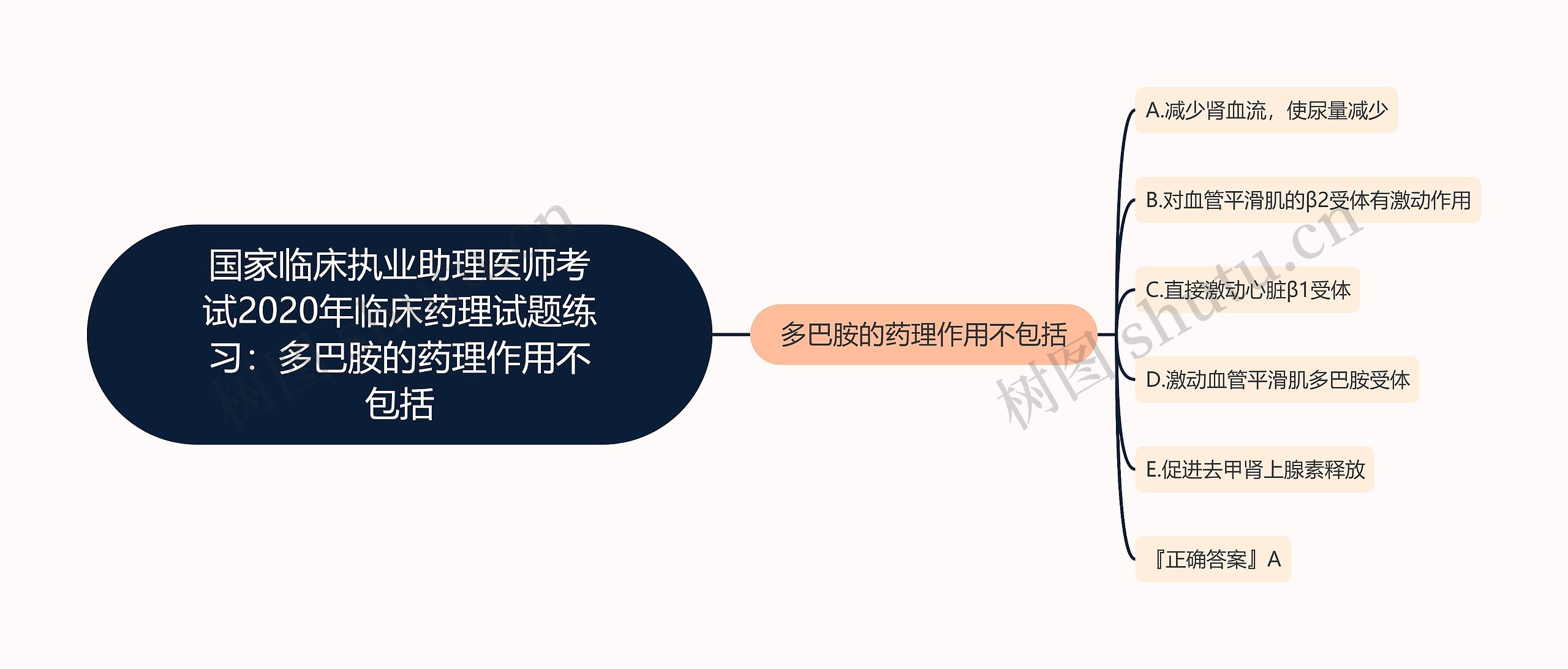 国家临床执业助理医师考试2020年临床药理试题练习：多巴胺的药理作用不包括思维导图