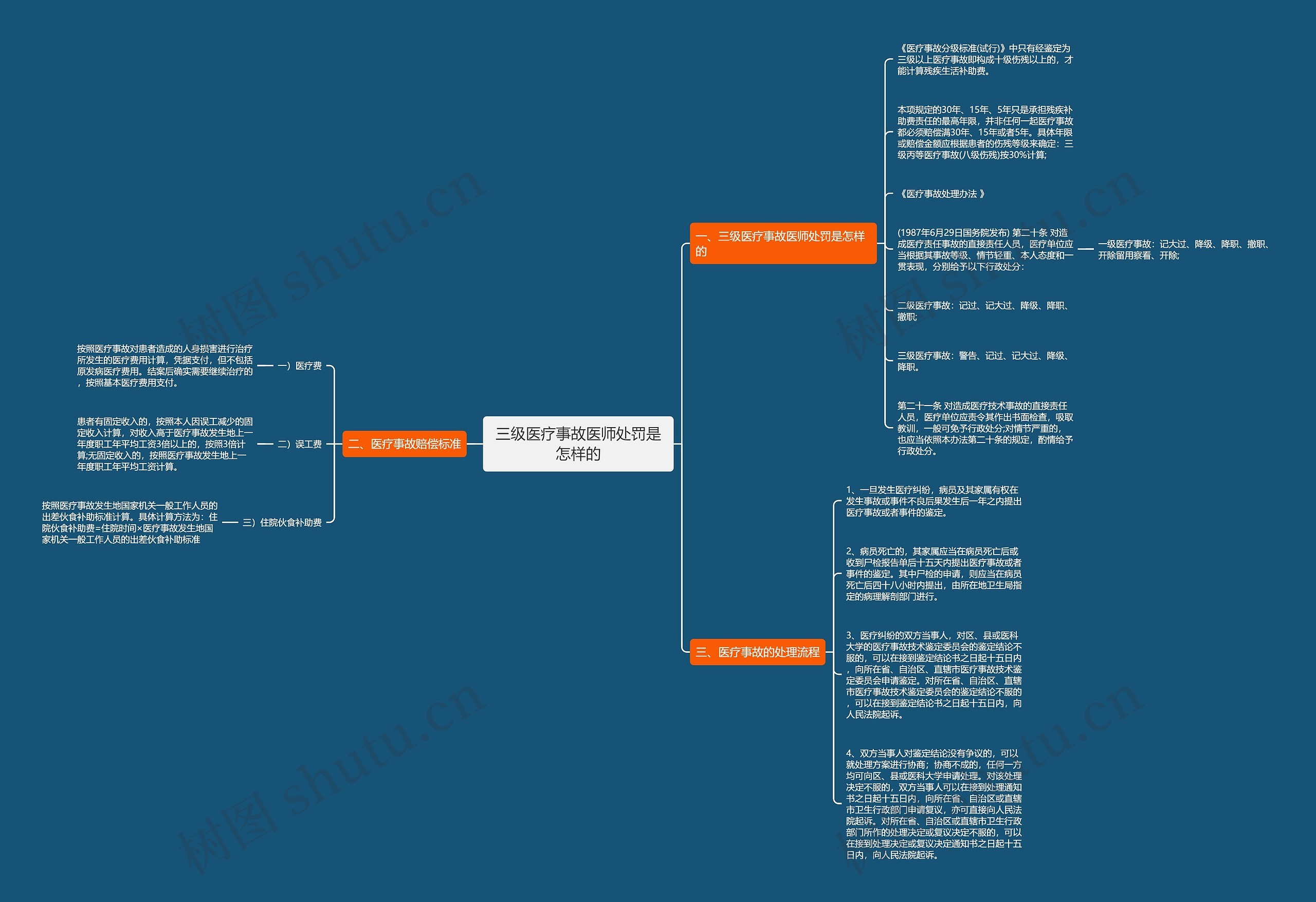 三级医疗事故医师处罚是怎样的思维导图