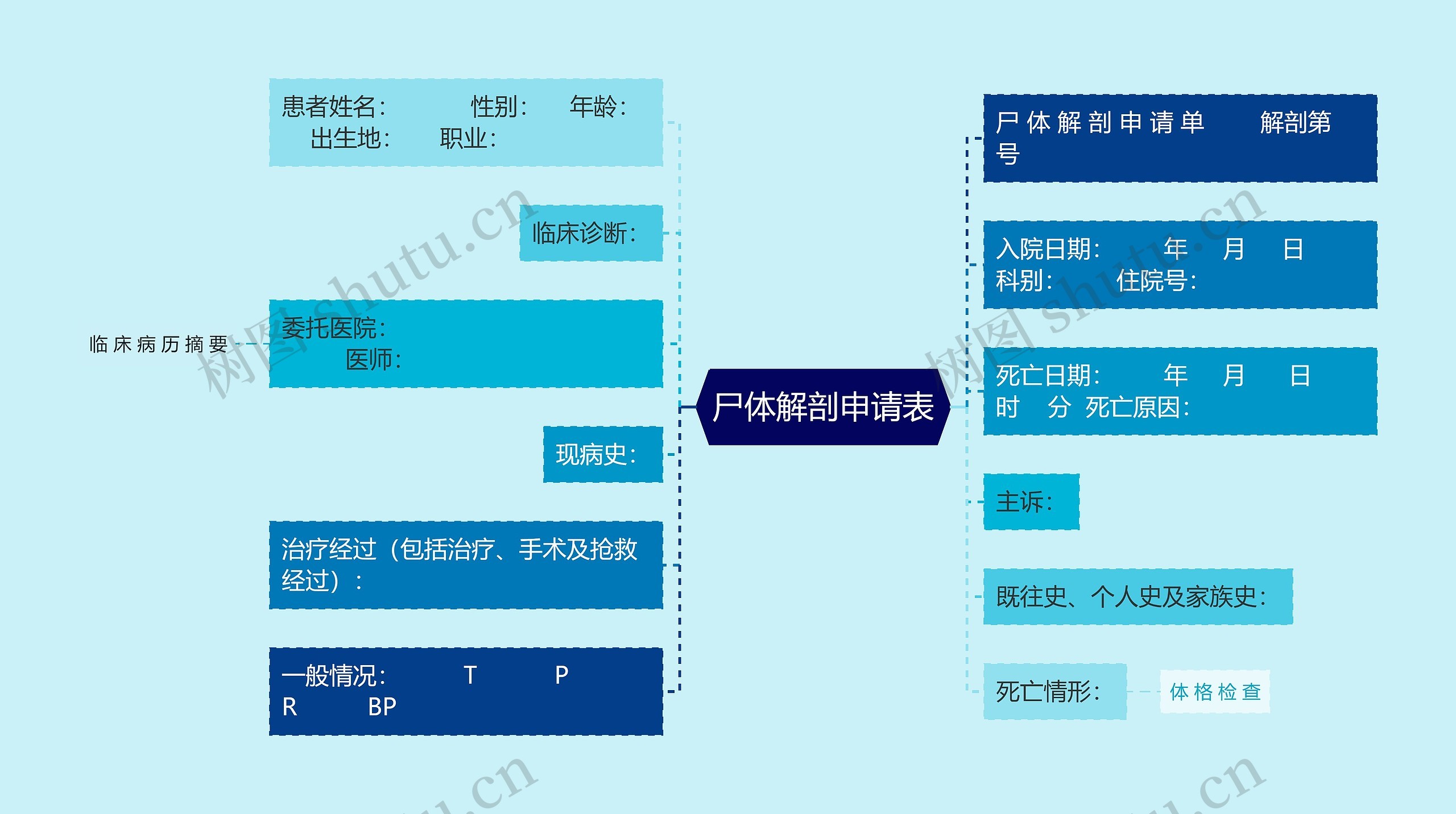 尸体解剖申请表思维导图