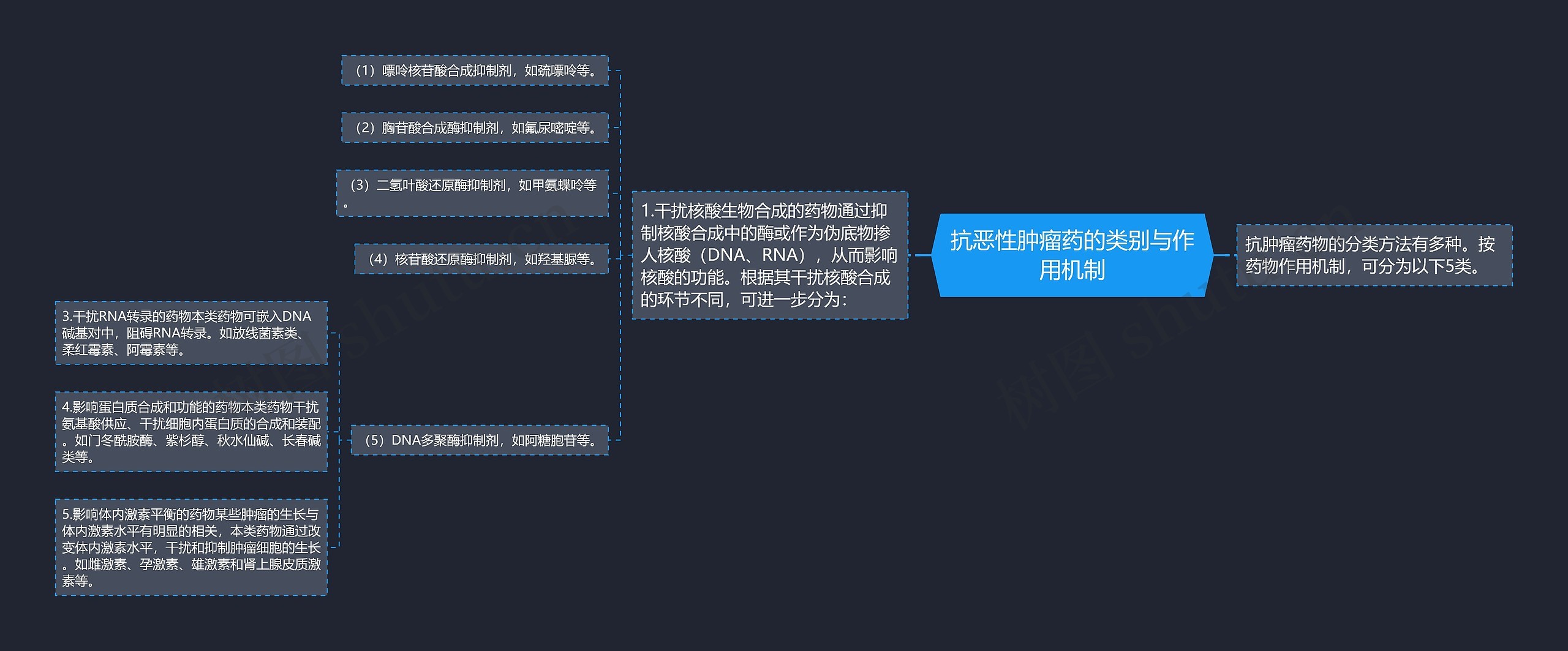 抗恶性肿瘤药的类别与作用机制思维导图