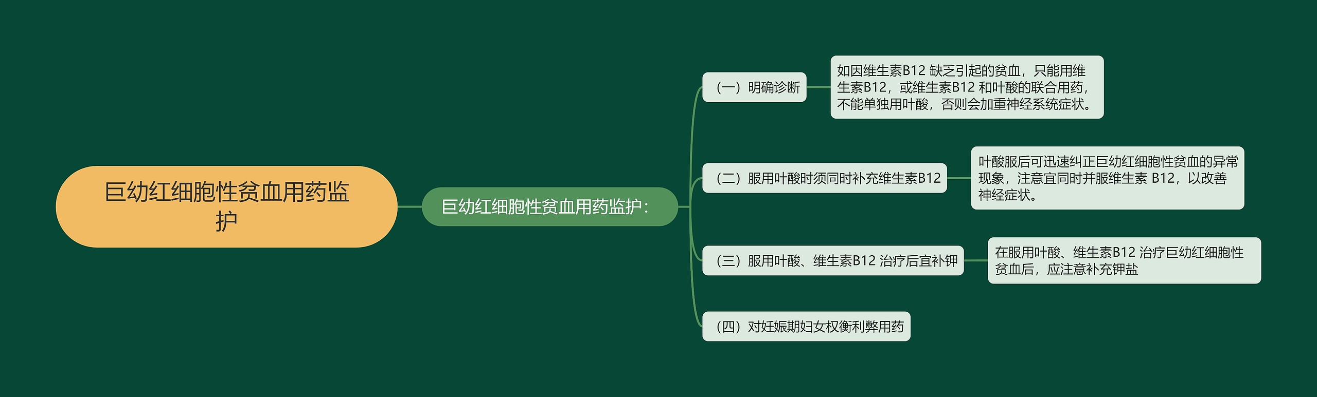 巨幼红细胞性贫血用药监护思维导图