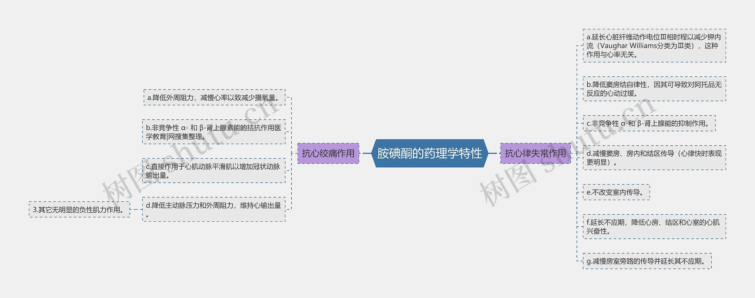 胺碘酮的药理学特性思维导图