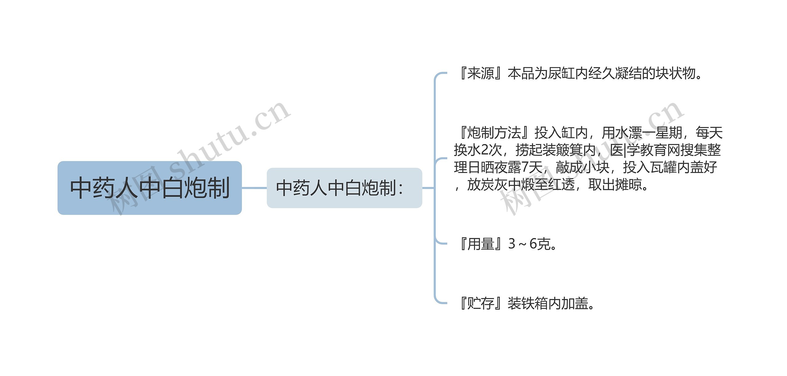 中药人中白炮制思维导图