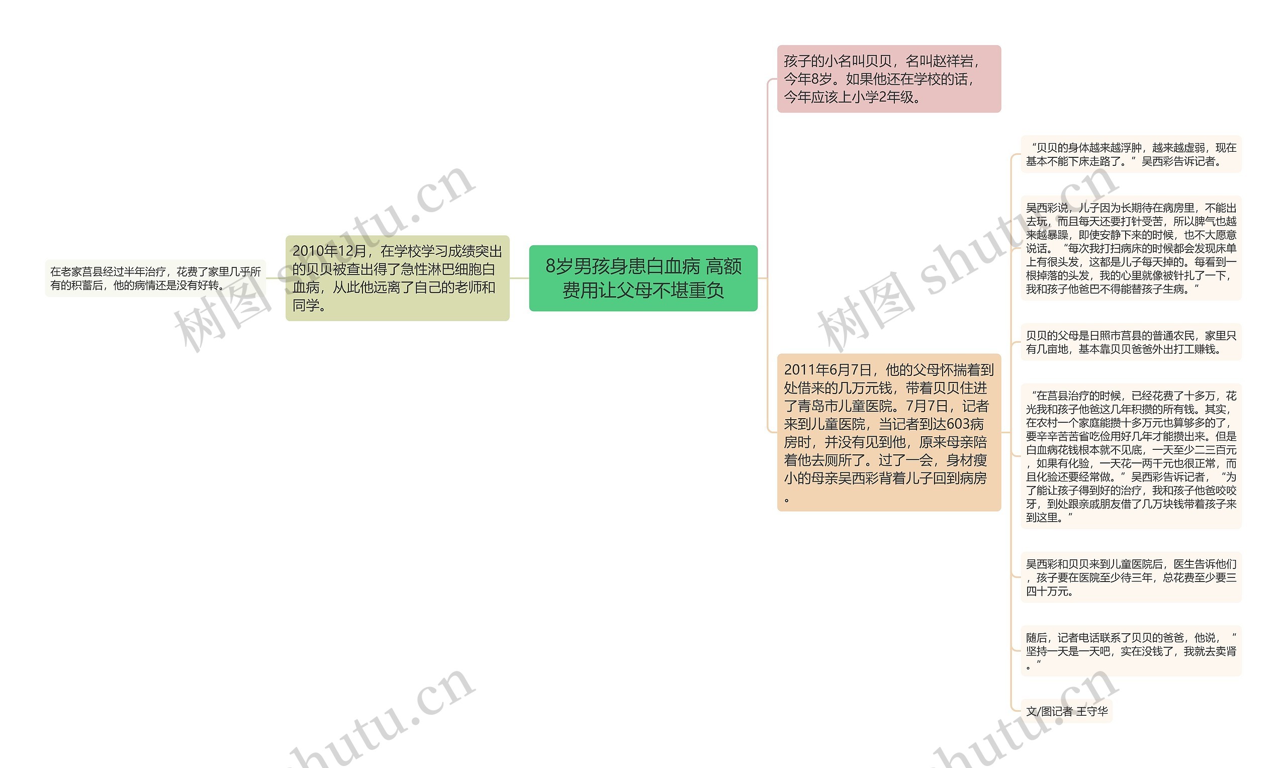 8岁男孩身患白血病 高额费用让父母不堪重负思维导图