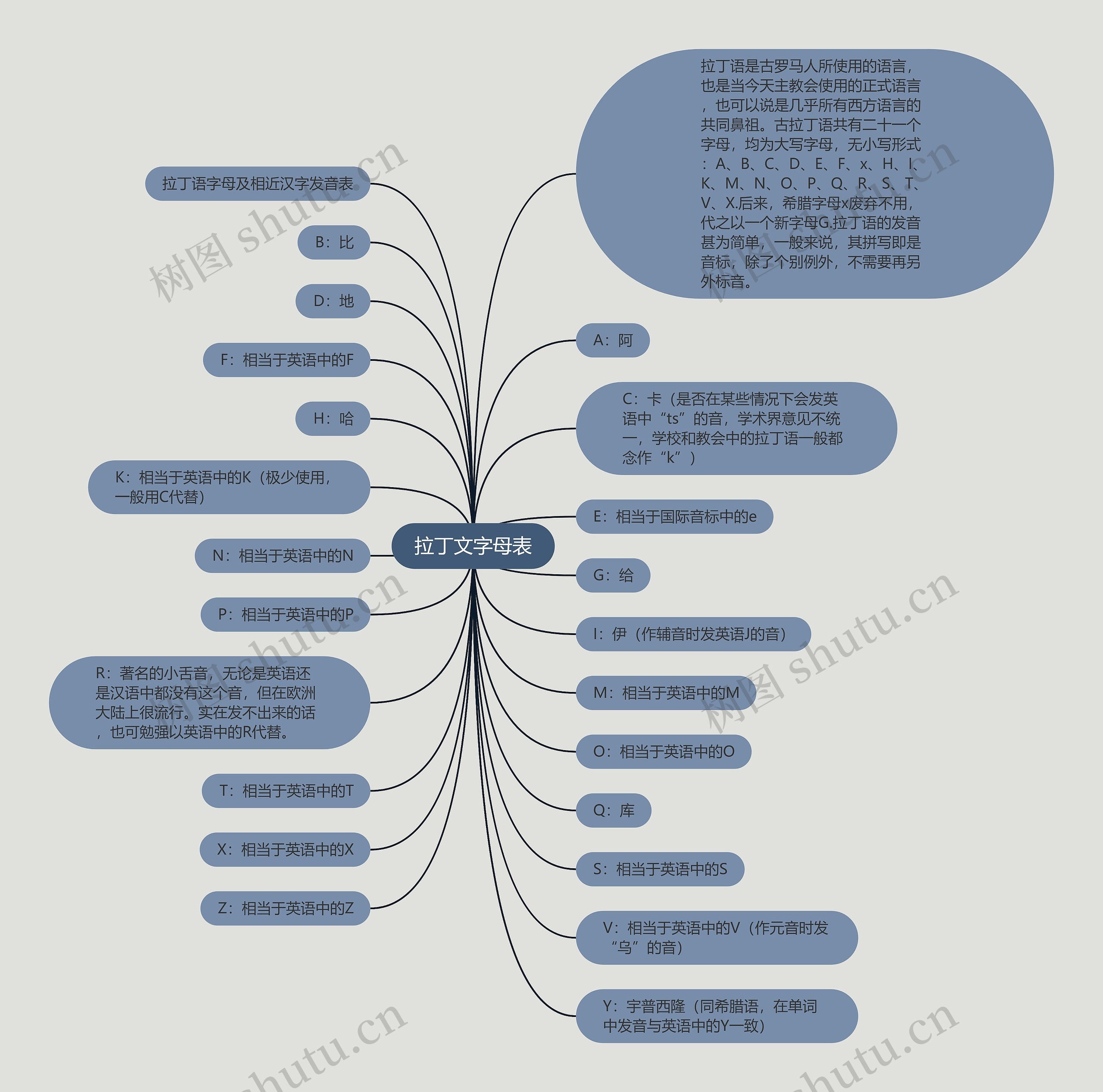 拉丁文字母表思维导图