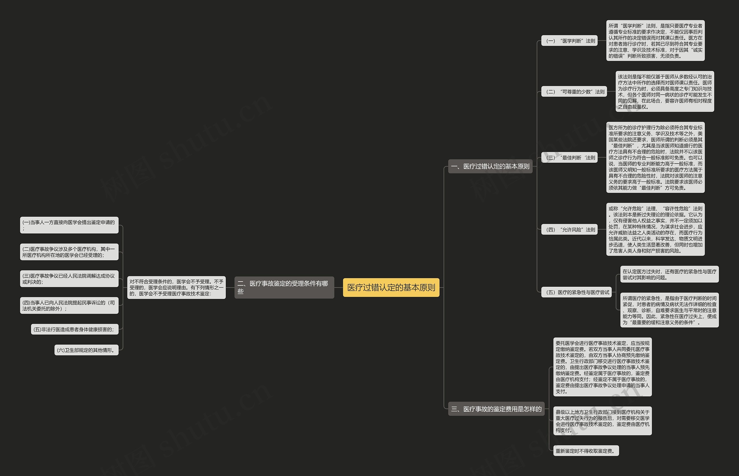 医疗过错认定的基本原则思维导图