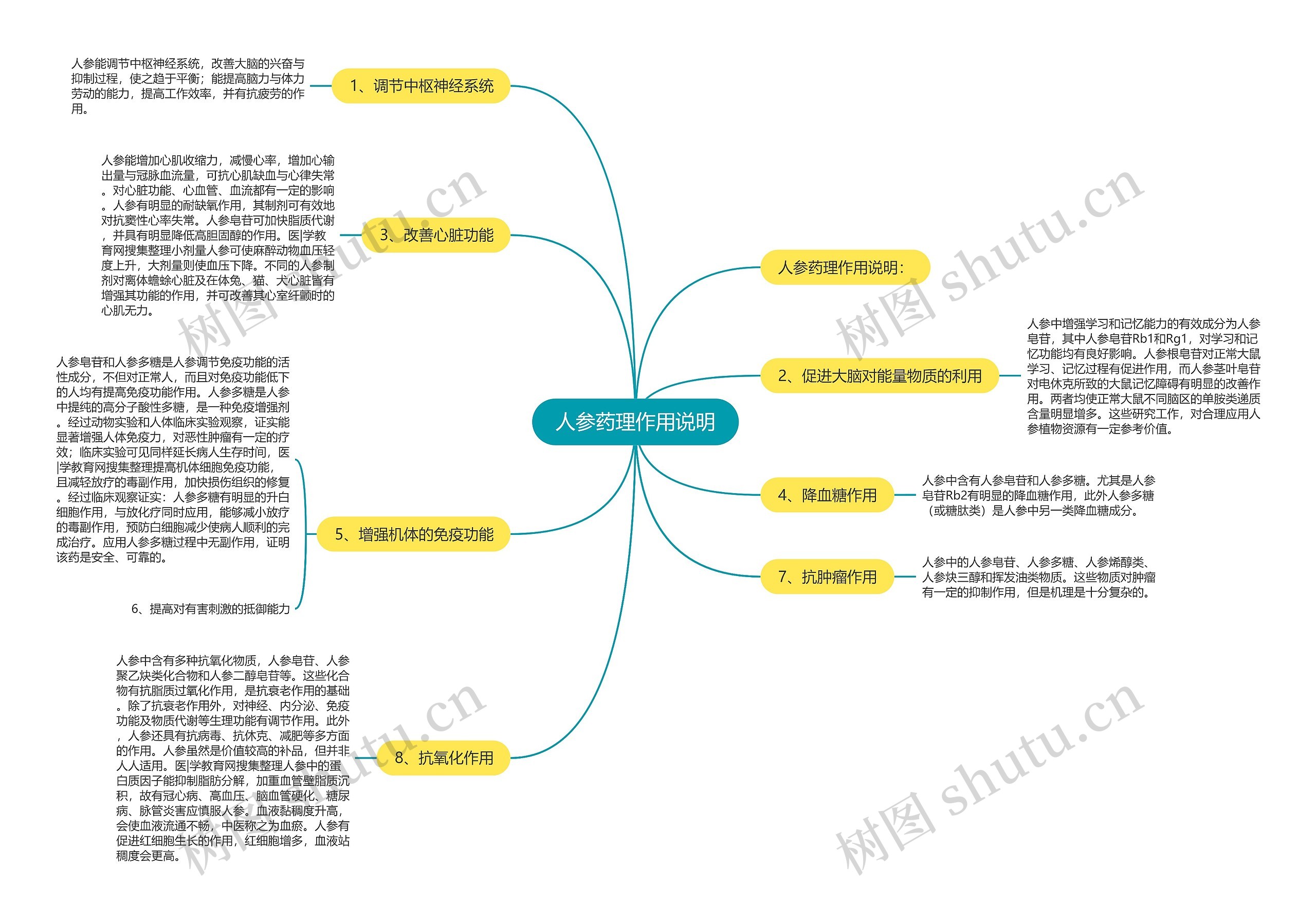 人参药理作用说明思维导图