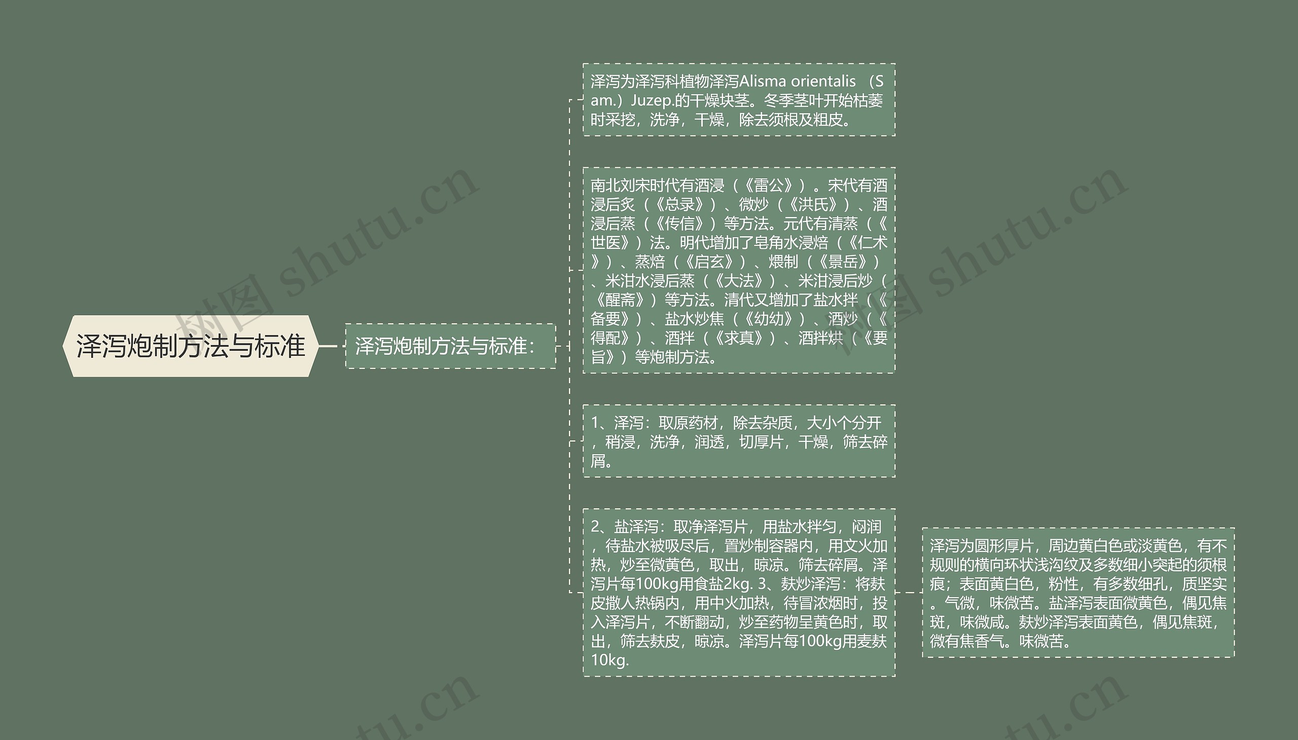 泽泻炮制方法与标准思维导图