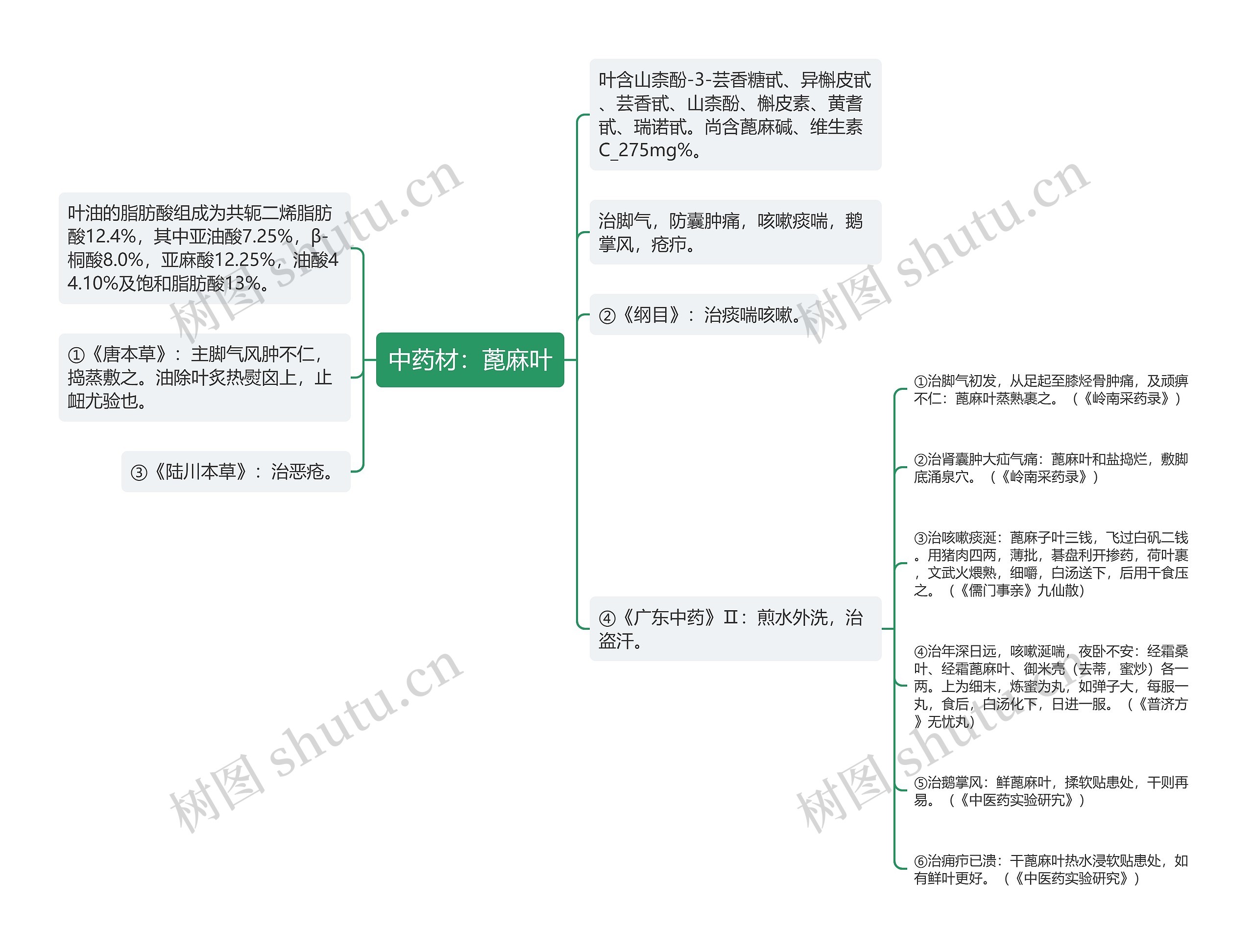 中药材：蓖麻叶思维导图