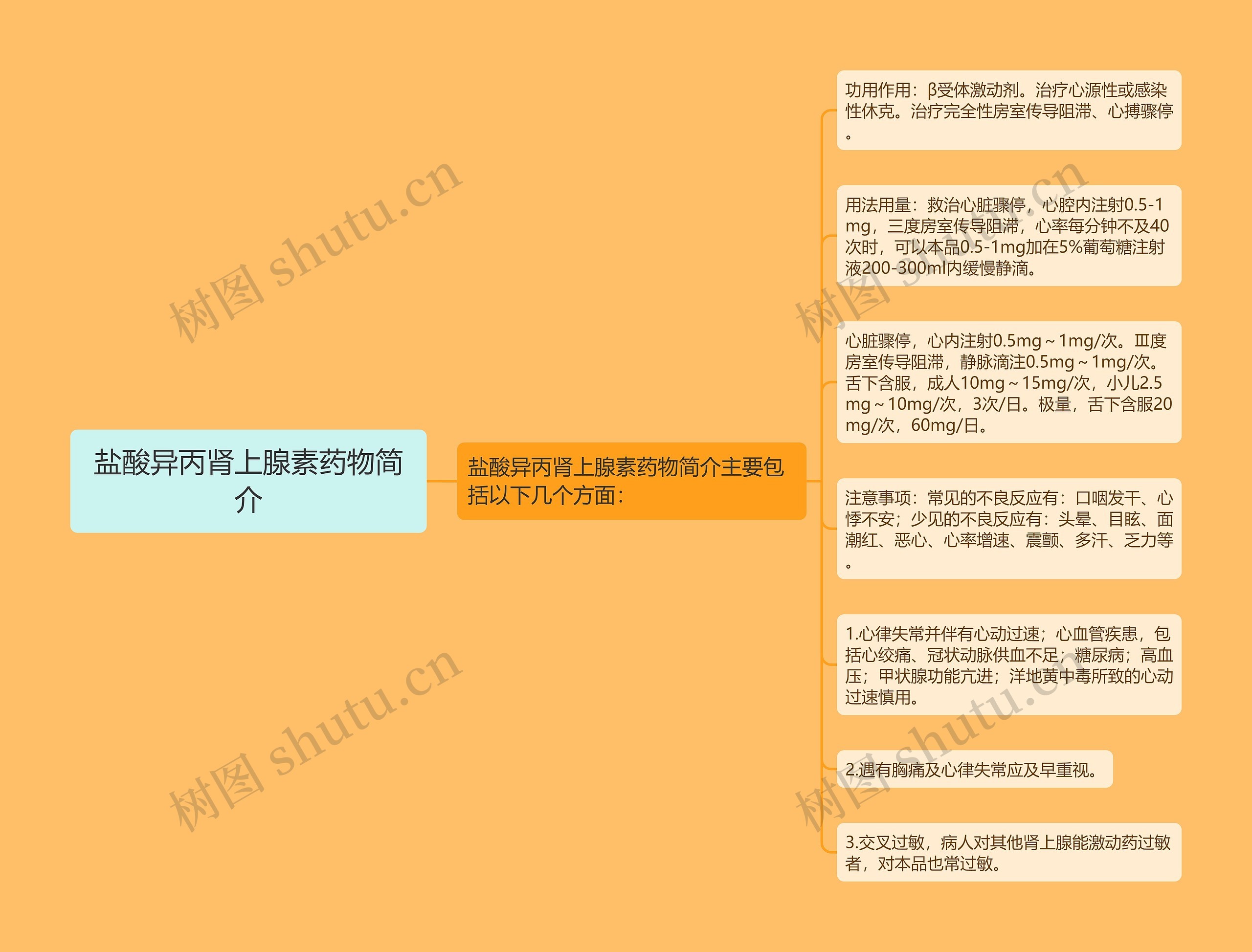 盐酸异丙肾上腺素药物简介思维导图