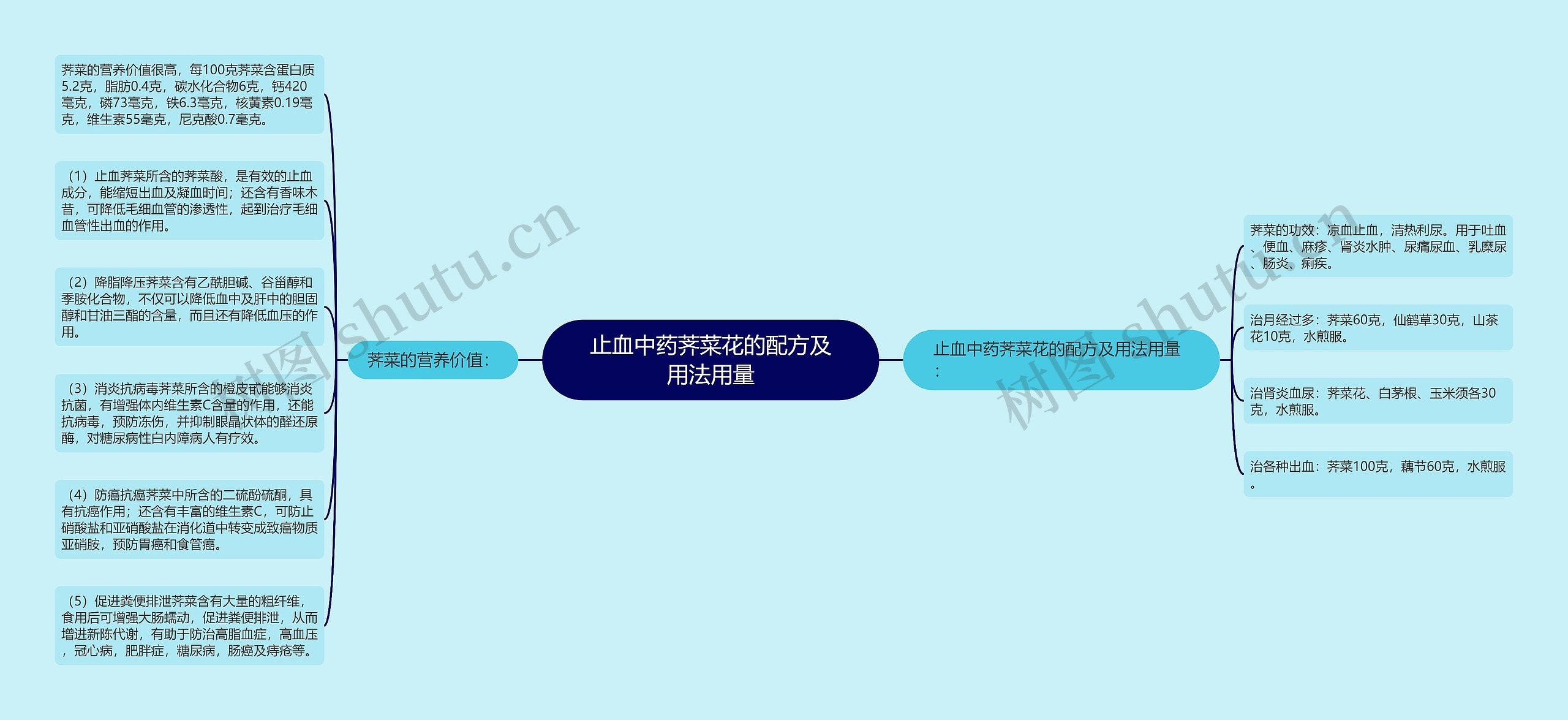 止血中药荠菜花的配方及用法用量思维导图