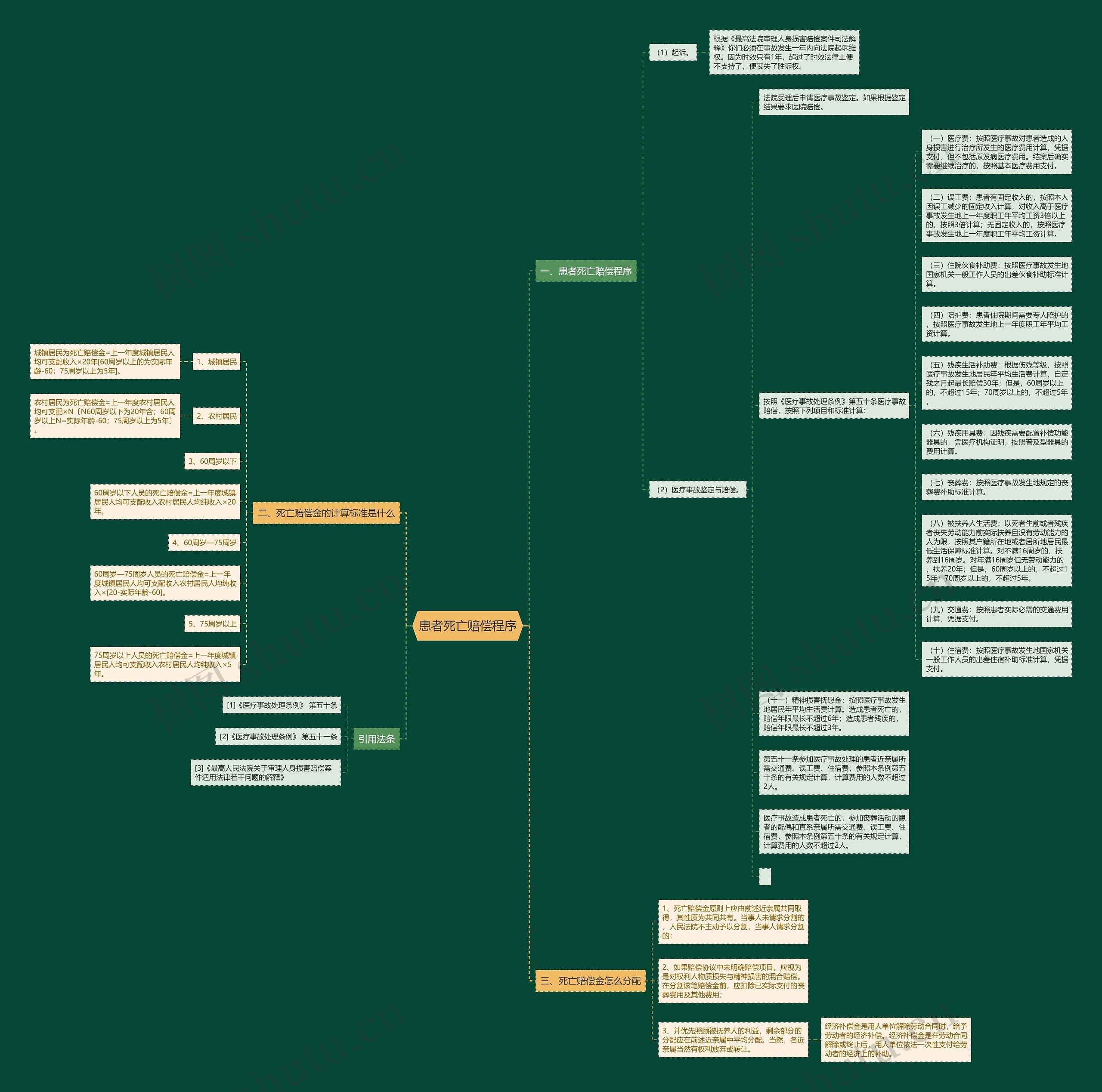 患者死亡赔偿程序思维导图
