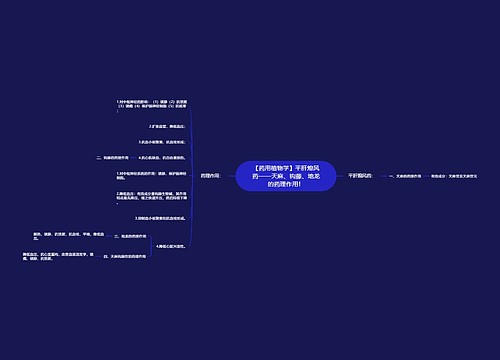 【药用植物学】平肝熄风药——天麻、钩藤、地龙的药理作用！思维导图