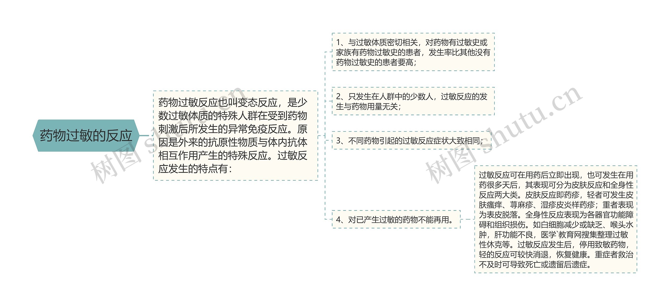 药物过敏的反应思维导图