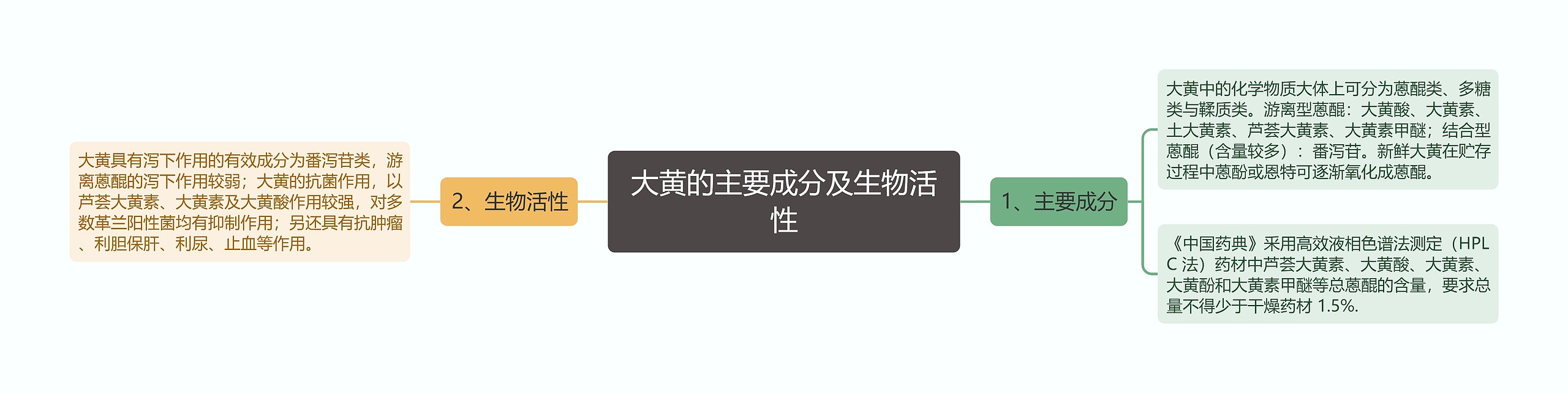 大黄的主要成分及生物活性思维导图