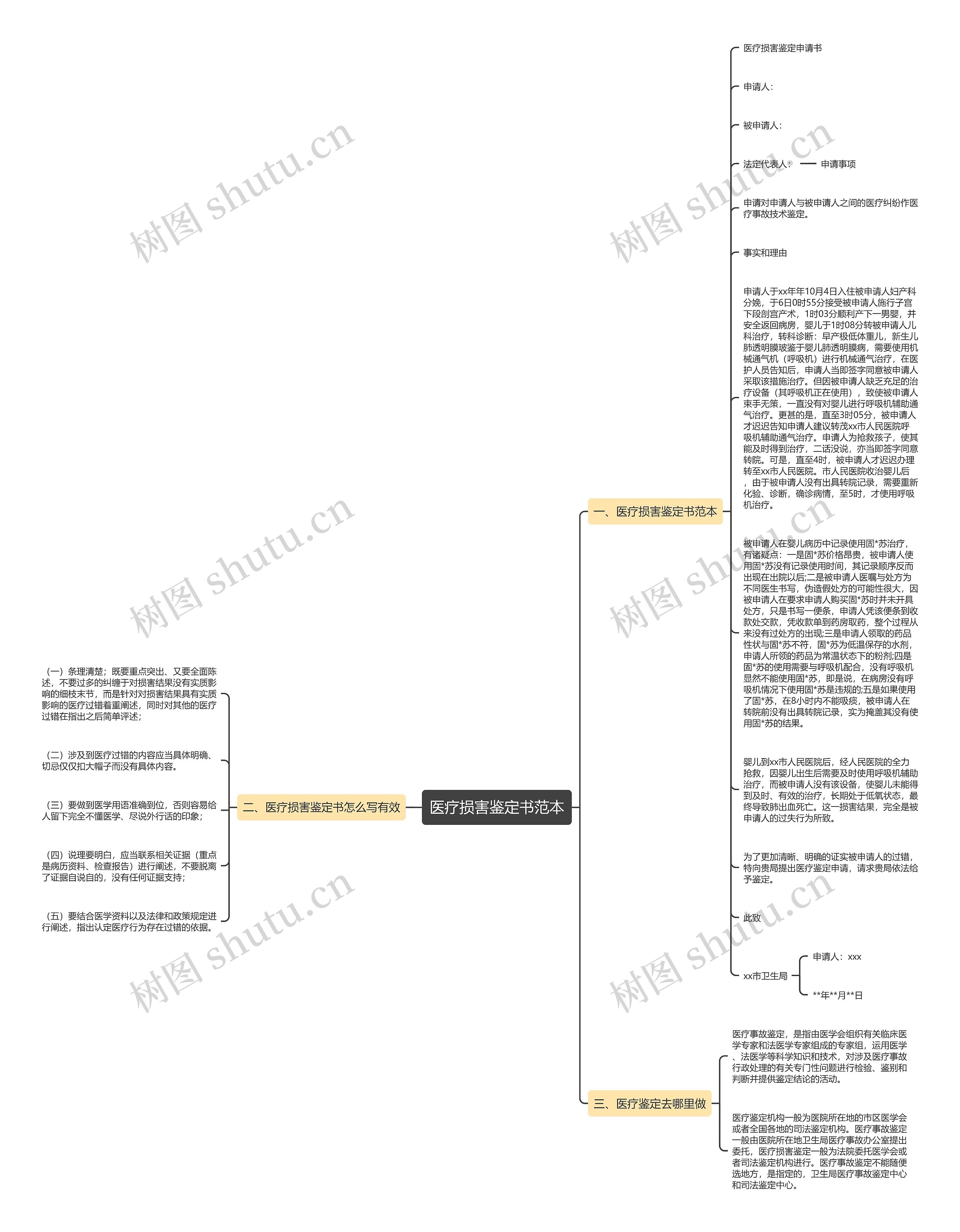 医疗损害鉴定书范本思维导图
