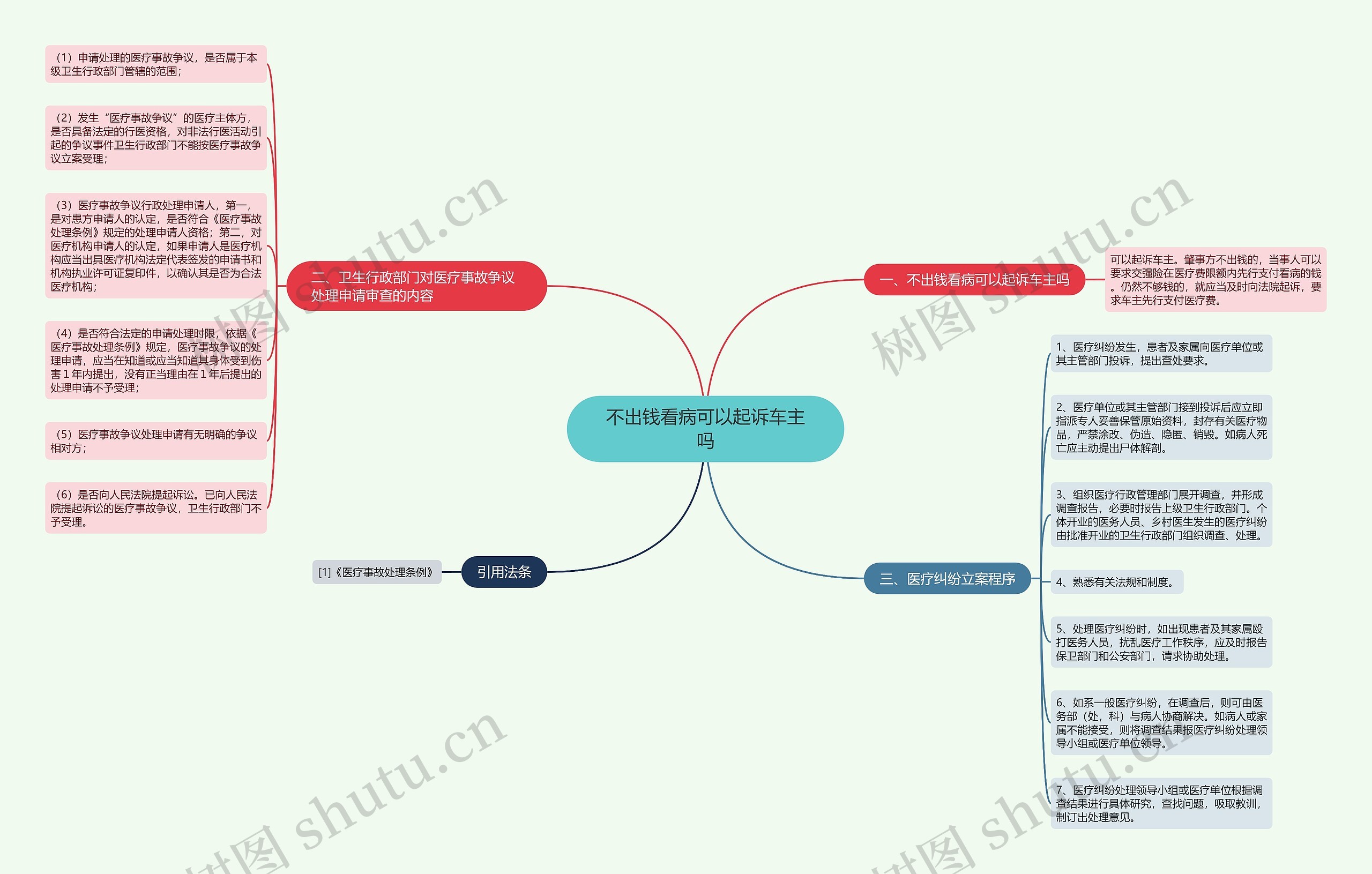 不出钱看病可以起诉车主吗思维导图
