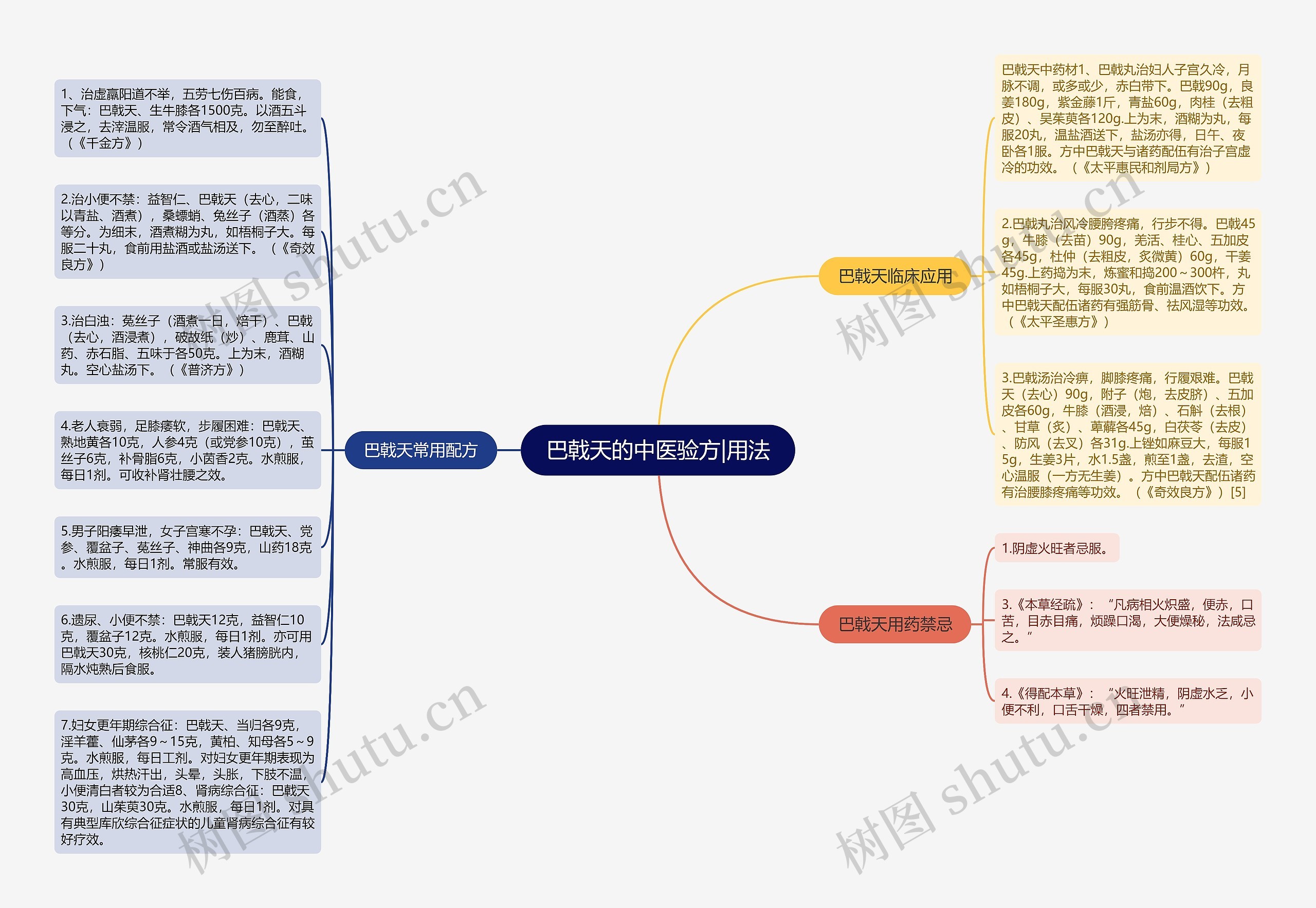 巴戟天的中医验方|用法思维导图