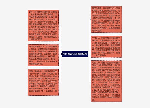 医疗鉴定应当尊重法律