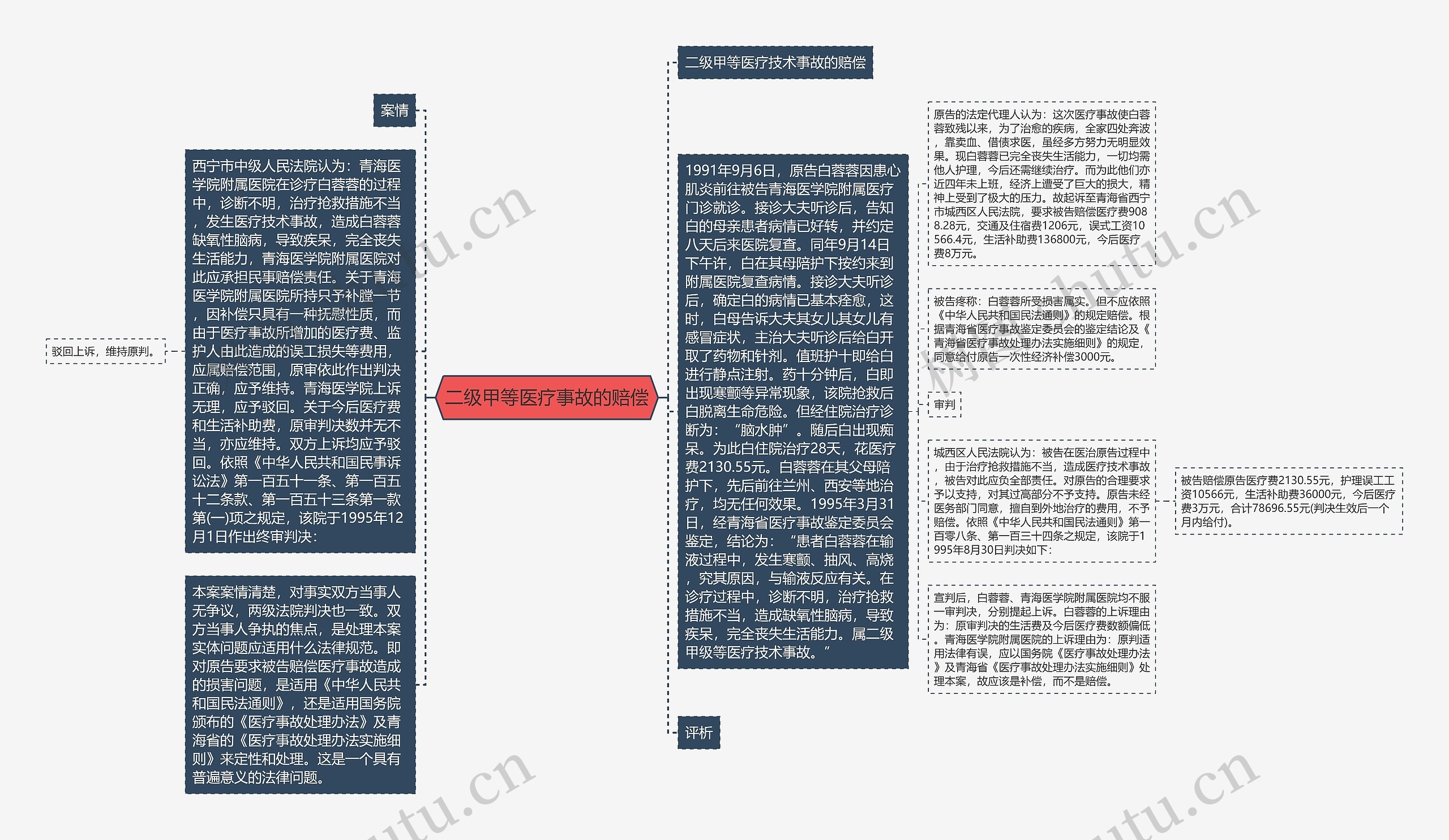 二级甲等医疗事故的赔偿思维导图