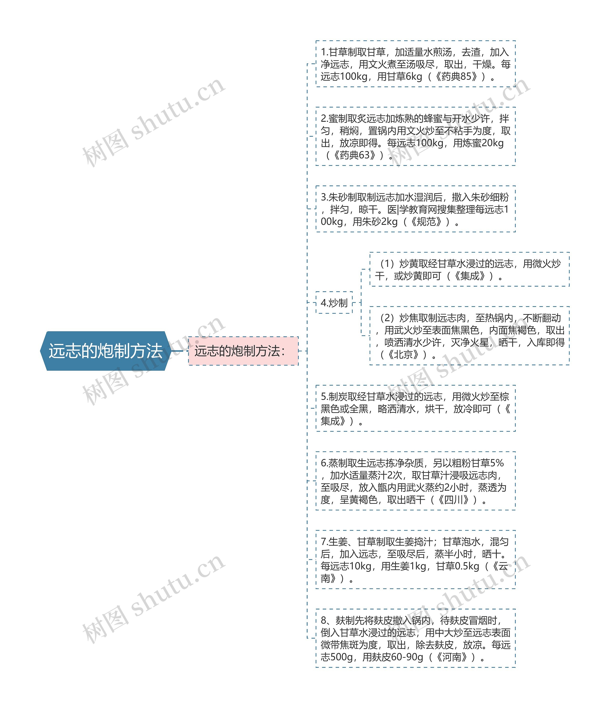 远志的炮制方法思维导图