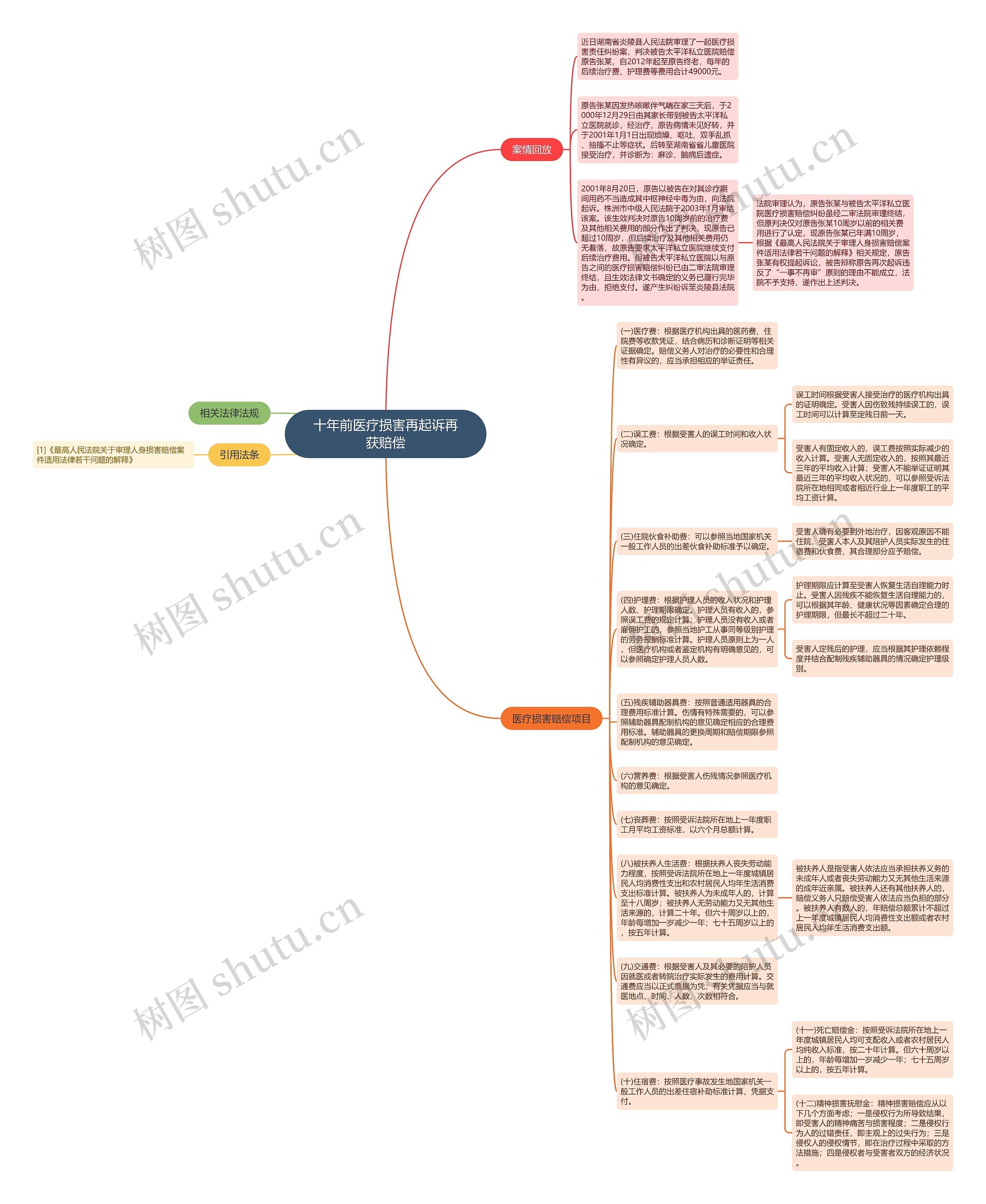 十年前医疗损害再起诉再获赔偿思维导图