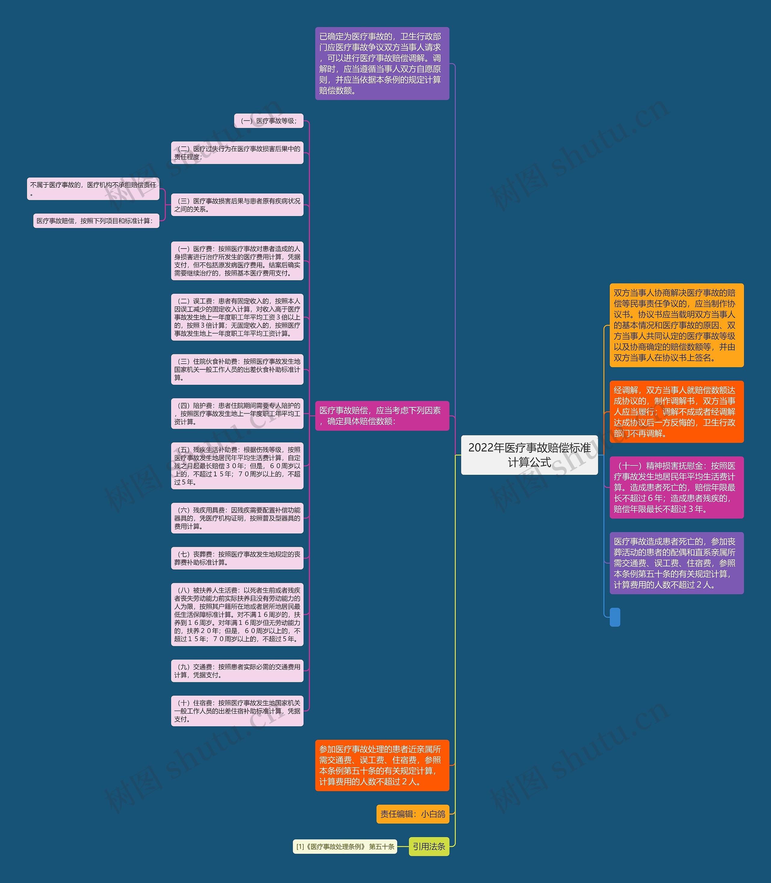 2022年医疗事故赔偿标准计算公式思维导图
