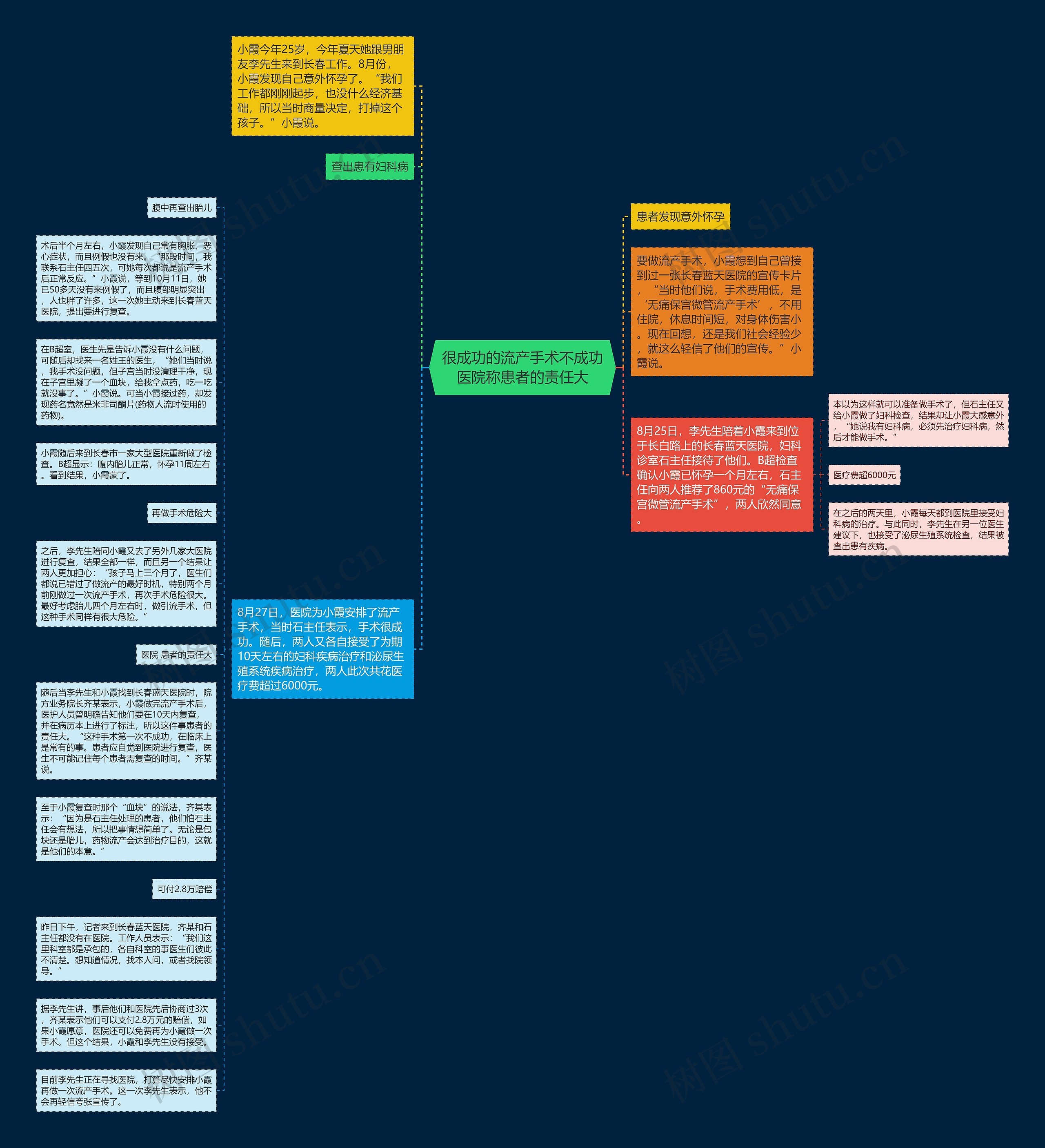 很成功的流产手术不成功医院称患者的责任大思维导图
