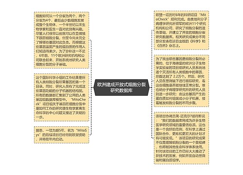 欧洲建成开放式细胞分裂研究数据库