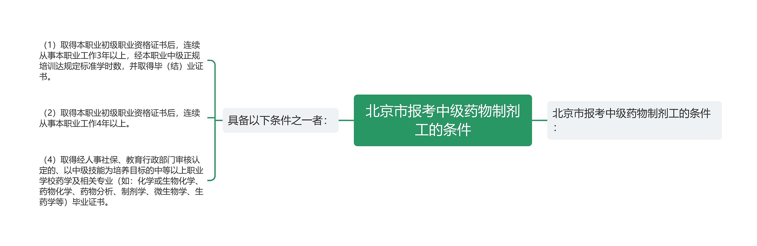 北京市报考中级药物制剂工的条件思维导图