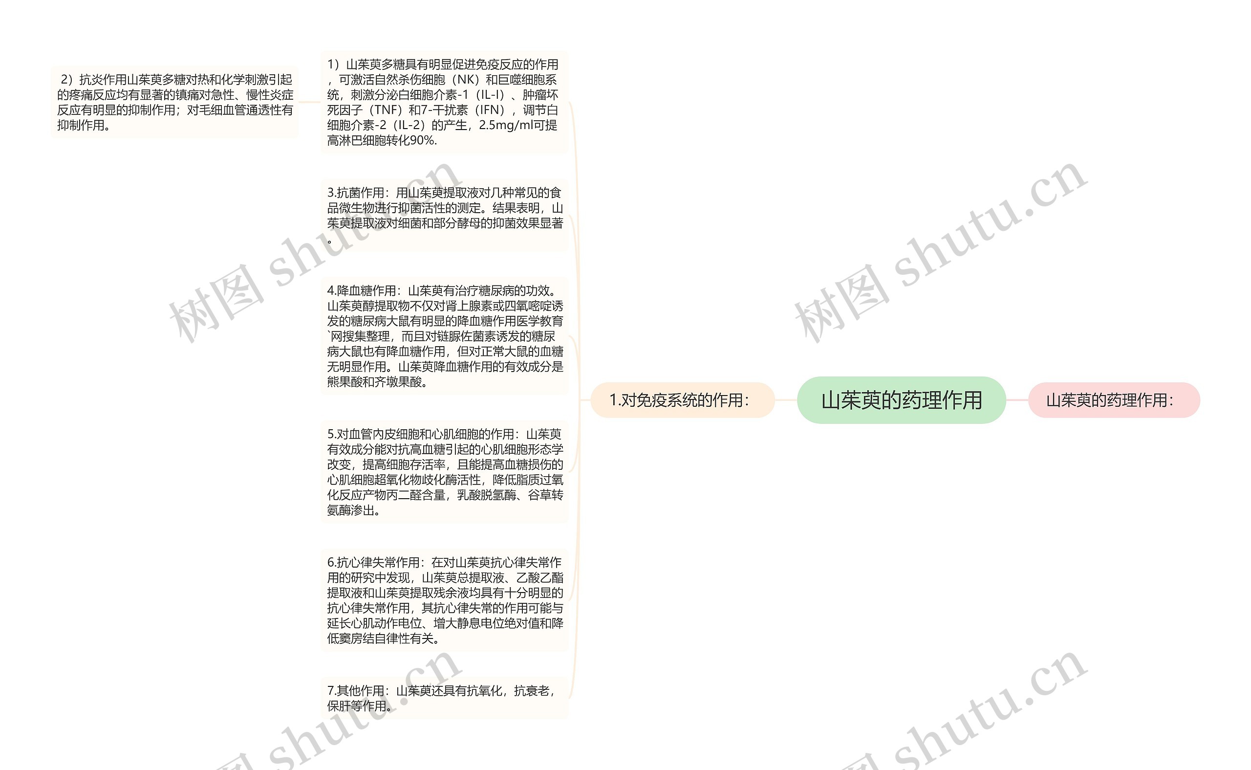 山茱萸的药理作用思维导图