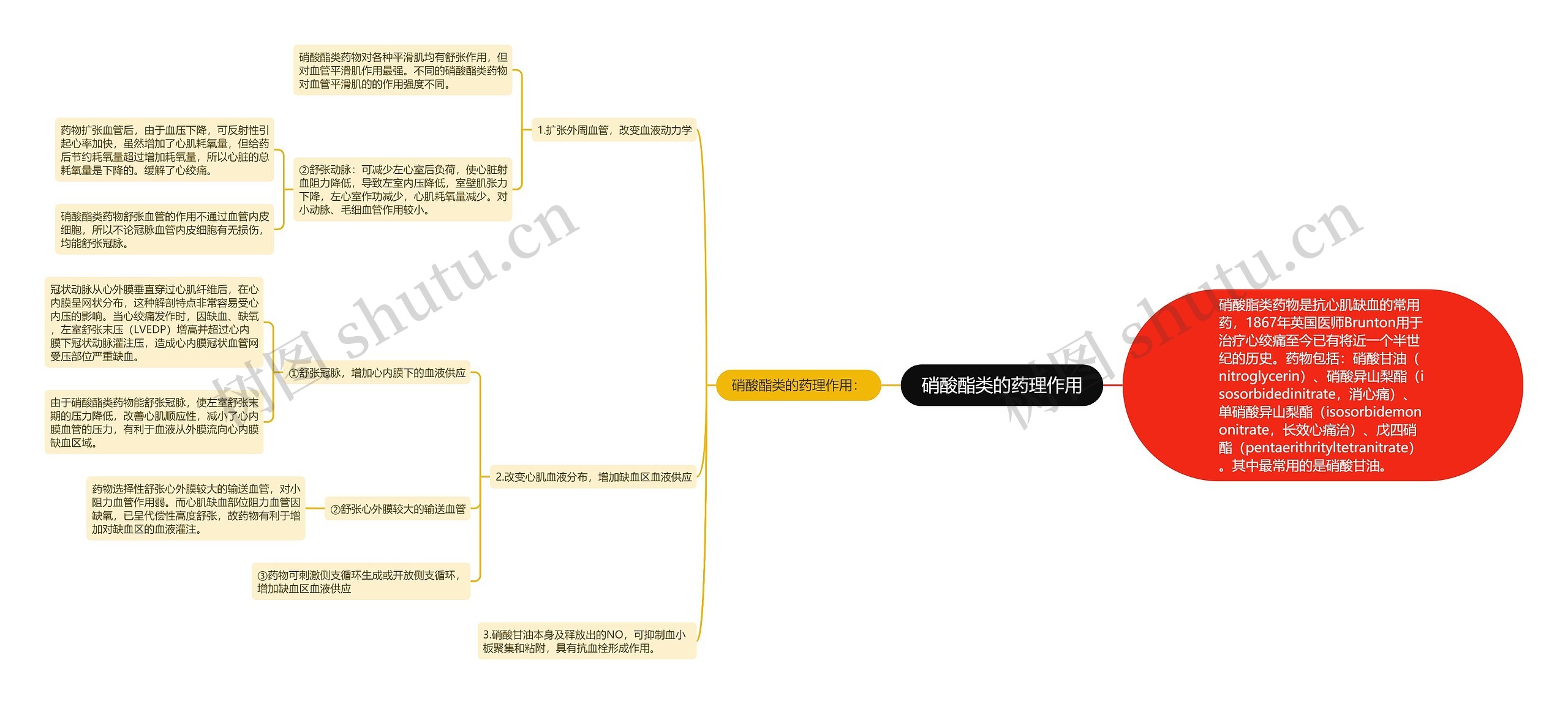 硝酸酯类的药理作用思维导图