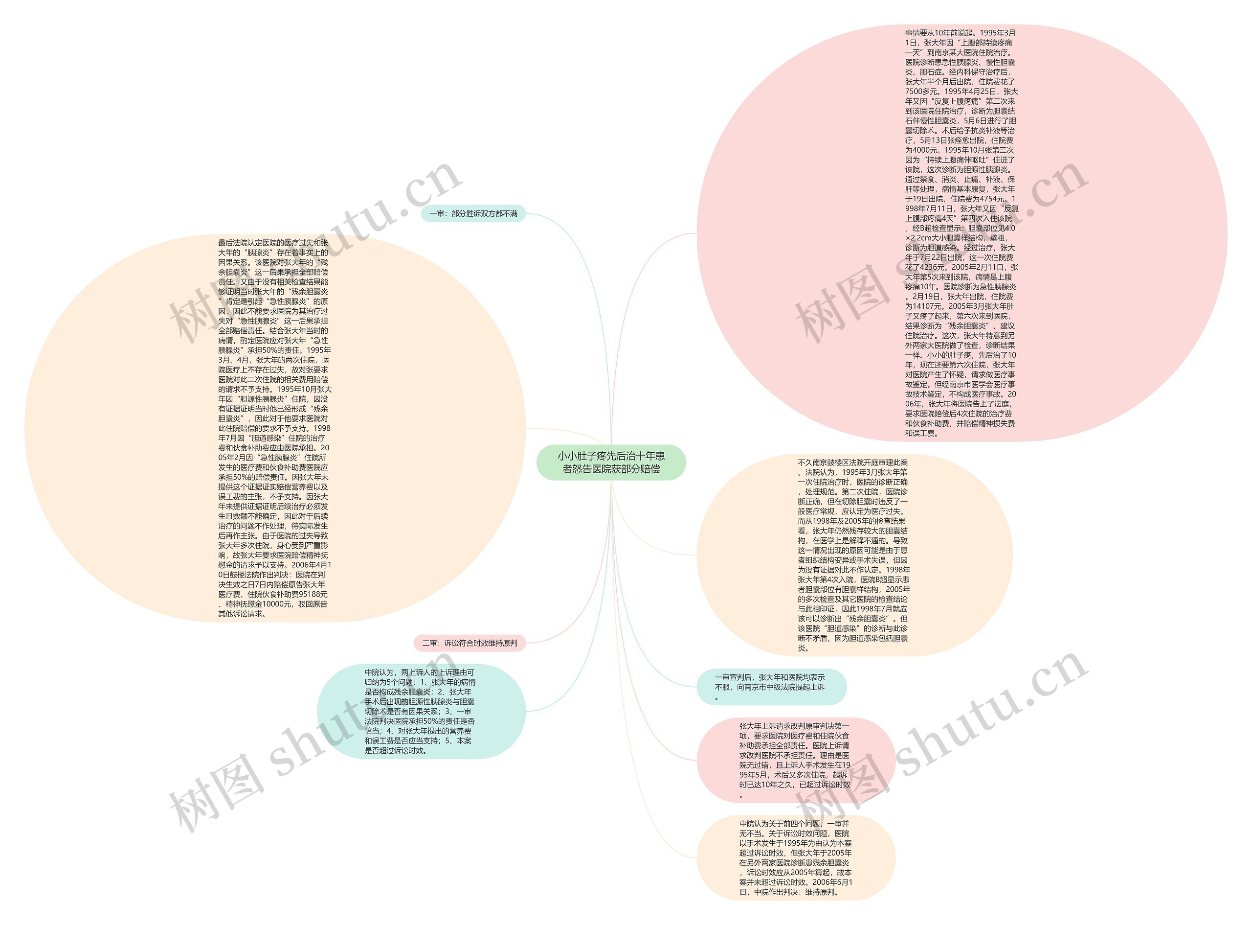 小小肚子疼先后治十年患者怒告医院获部分赔偿思维导图