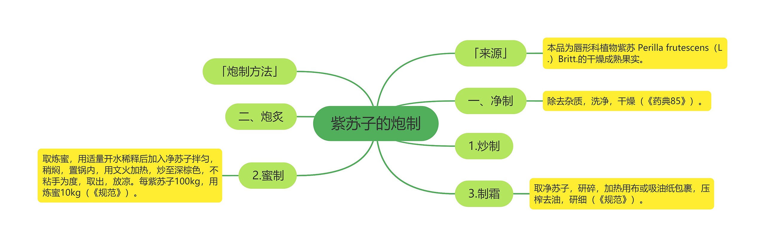 紫苏子的炮制思维导图