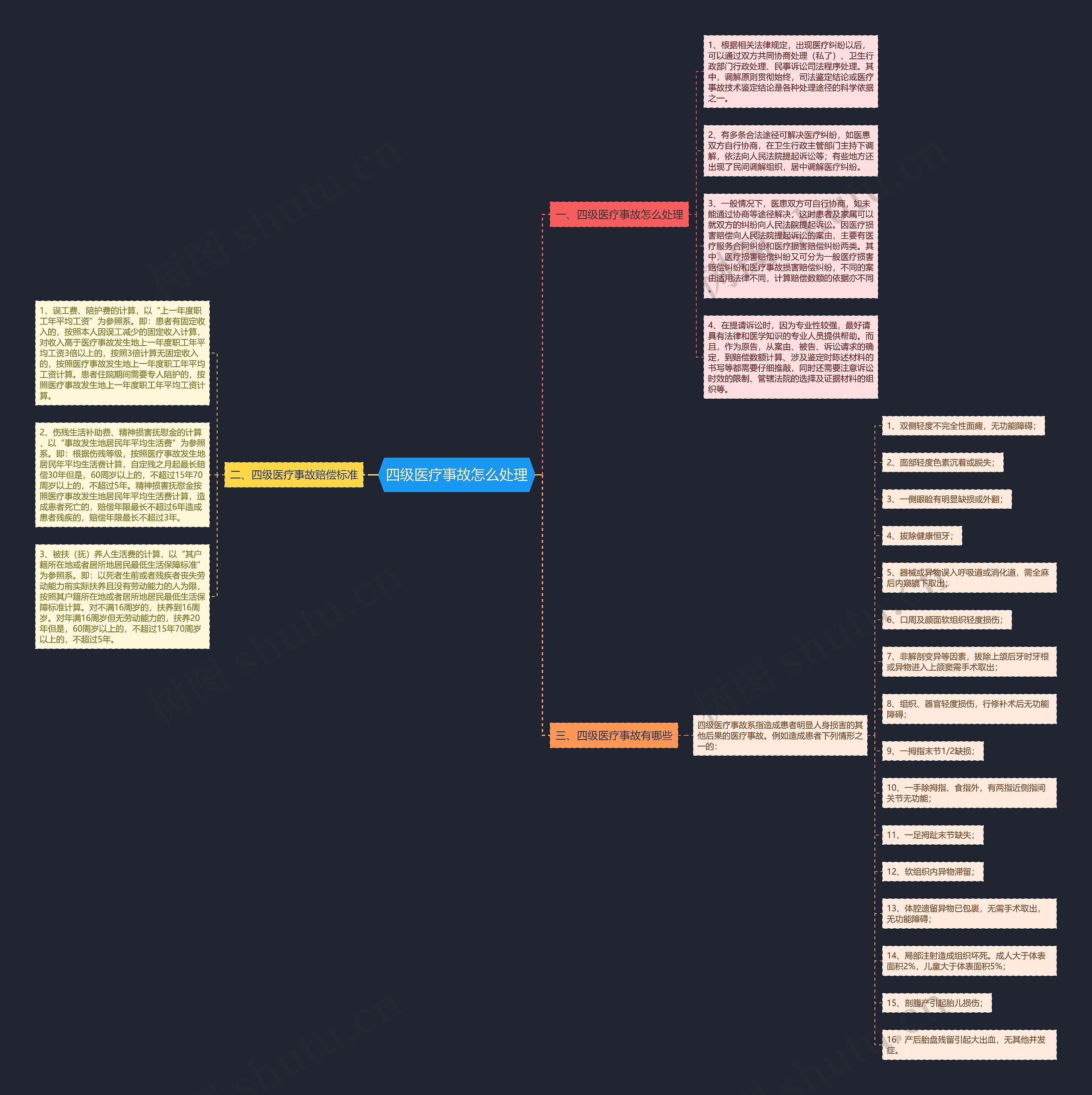 四级医疗事故怎么处理思维导图