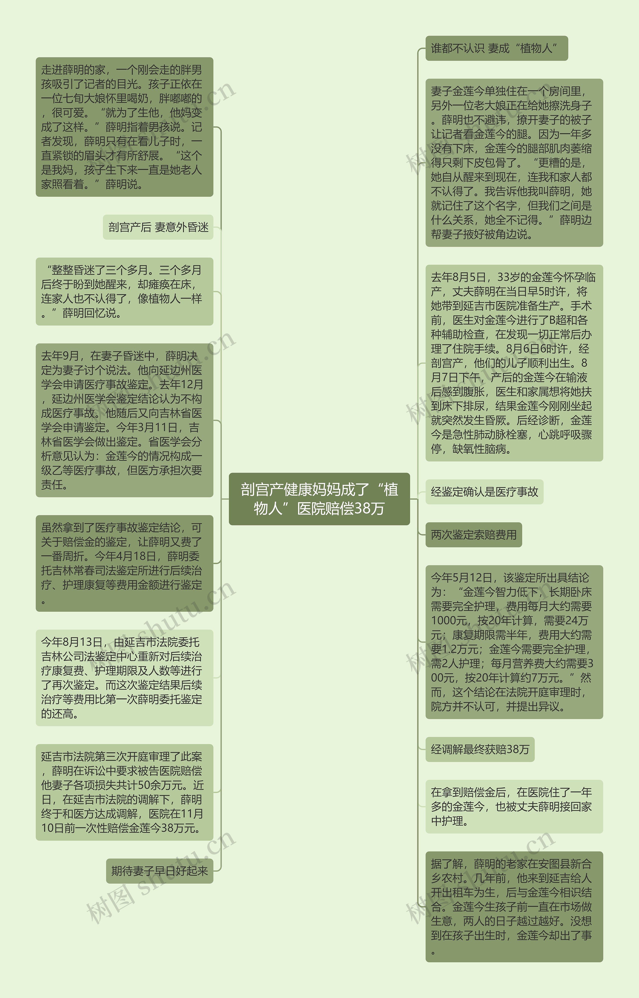 剖宫产健康妈妈成了“植物人”医院赔偿38万思维导图